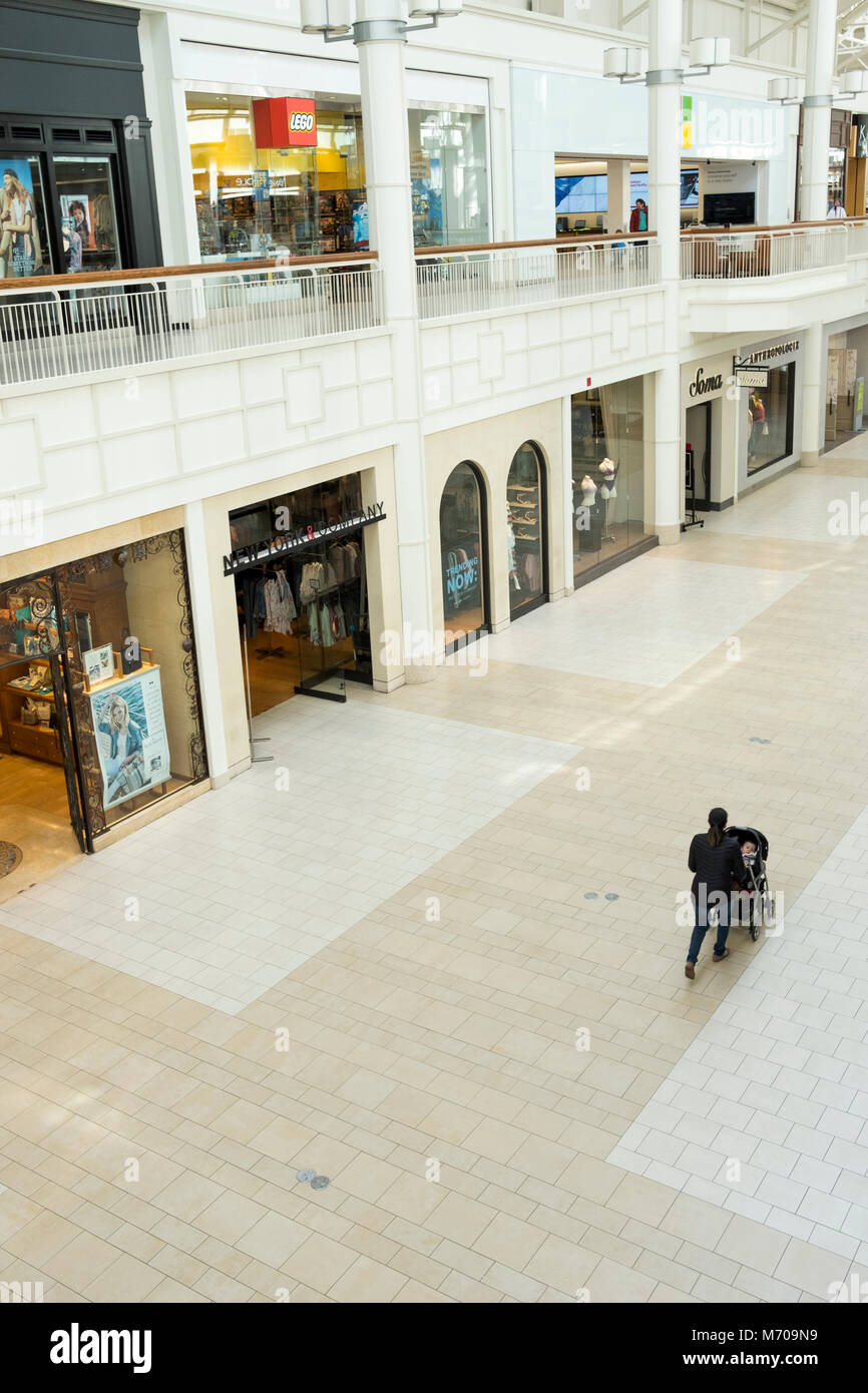 Una vista da sopra della rada folla nel pomeriggio a Danbury Fair Mall di Danbury, Connectict. Foto Stock