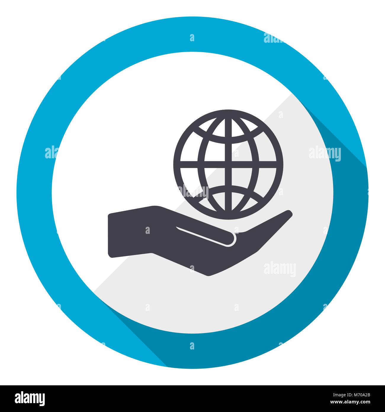 Mano a proteggere la terra blue design piatto icona web Foto Stock