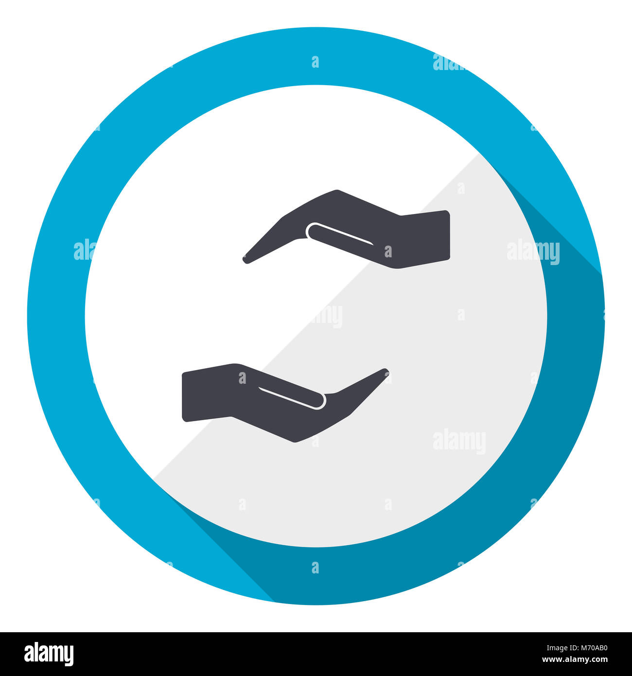 La cura dell'uomo blu a mano design piatto icona web Foto Stock