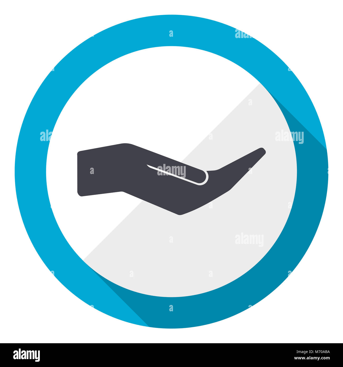 La cura dell'uomo blu a mano design piatto icona web Foto Stock