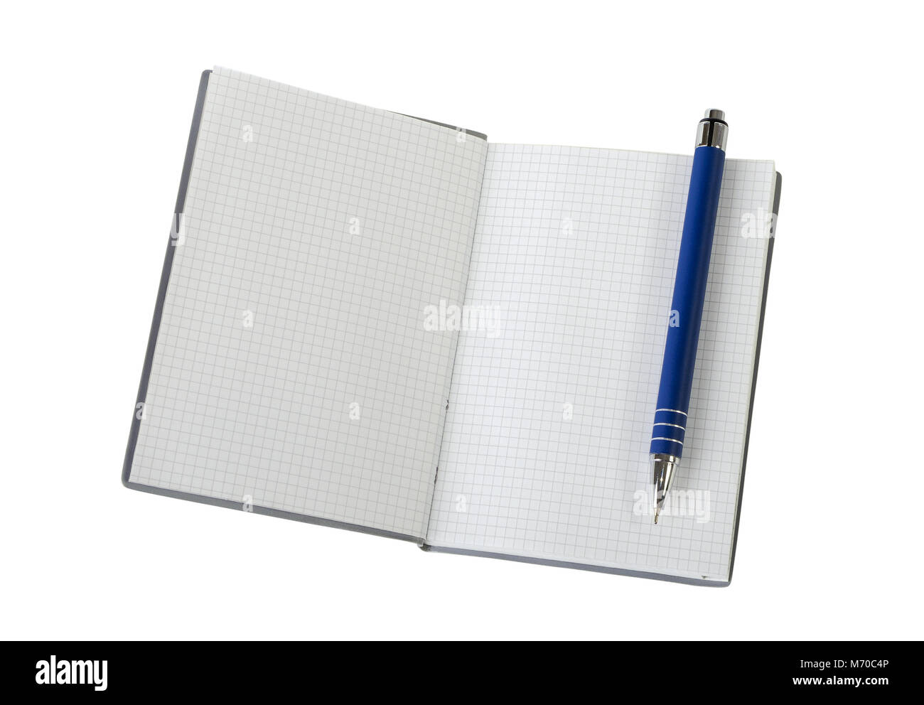 Blocco note con penna isolato su bianco Foto Stock Blocco note con penna isolato su bianco Foto Stock