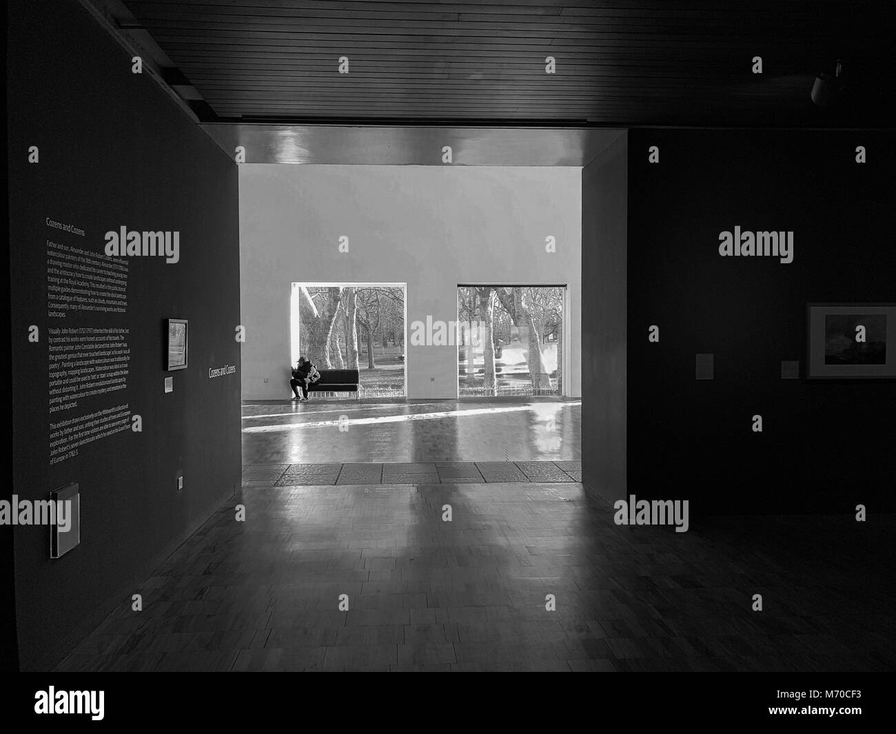 Manchester, Regno Unito - 9 Febbraio 2018: interni di Whitworth Art Gallery di Manchester rivolta verso Whitworth Park. Foto Stock