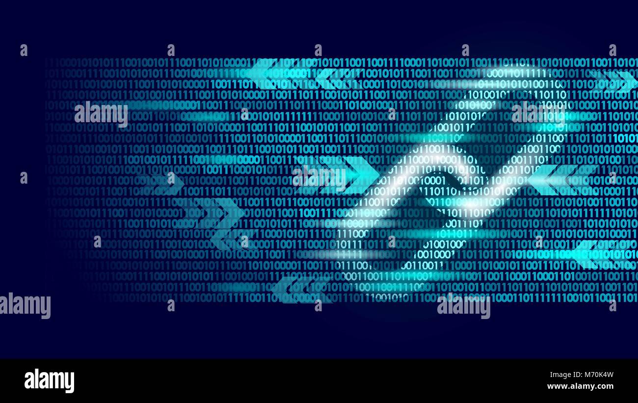 Collegamento ipertestuale Blockchain simbolo sul numero di codice binario grande di informazioni sul flusso di dati. Finanza Cryptocurrency concetto aziendale illustrazione vettoriale modello di sfondo Illustrazione Vettoriale