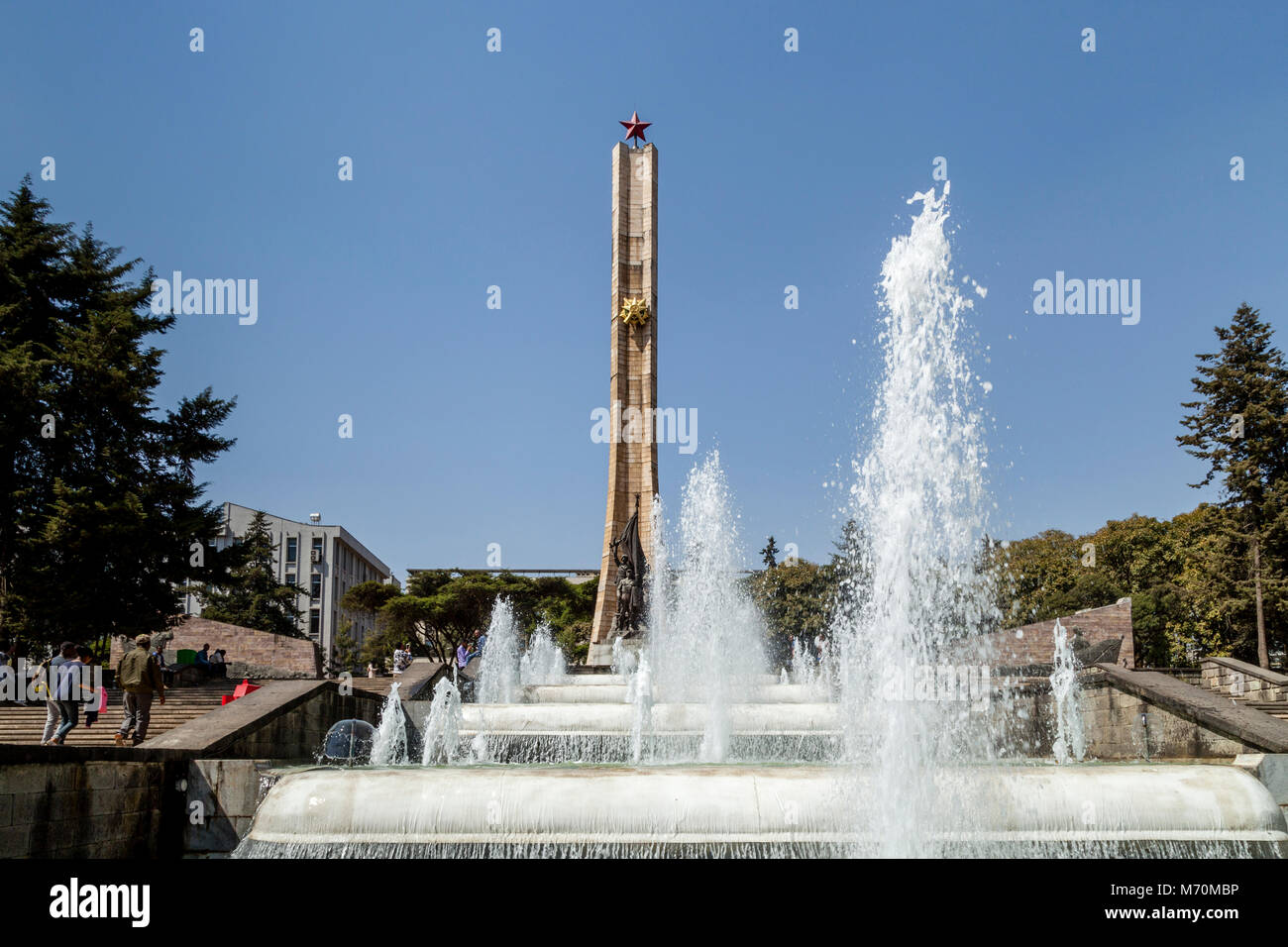 Il monumento Tiglachin (noto anche come il monumento Derg) Churchill Avenue, Addis Abeba, Etiopia Foto Stock