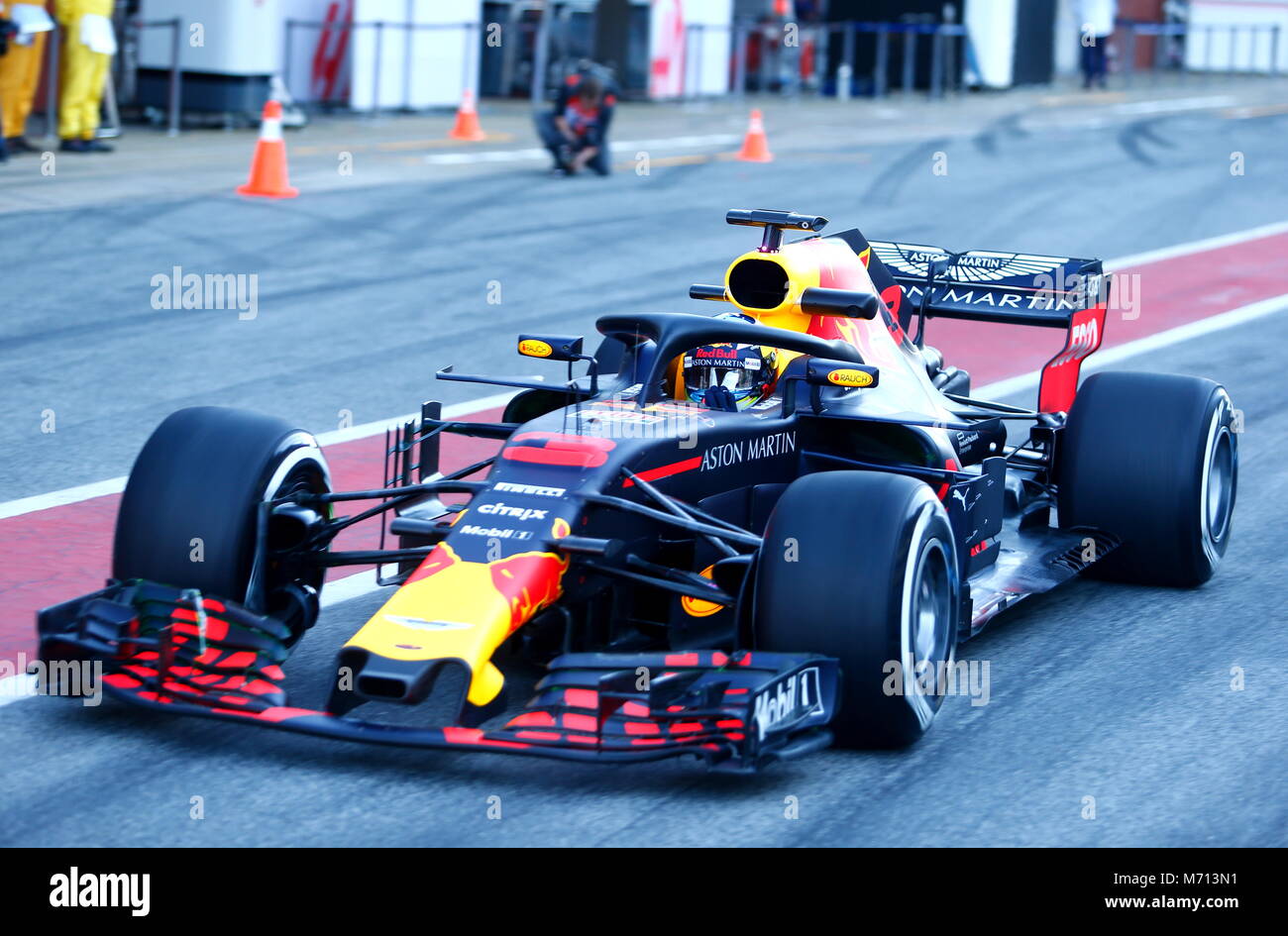 Barcellona, Spagna. Il 7 marzo 2018. Daniel Ricciardo, la Red Bull Racing RB14 durante il giorno due del secondo test nel circuito di Catalunya Barcellona Credito: Joma/Alamy Live News Foto Stock