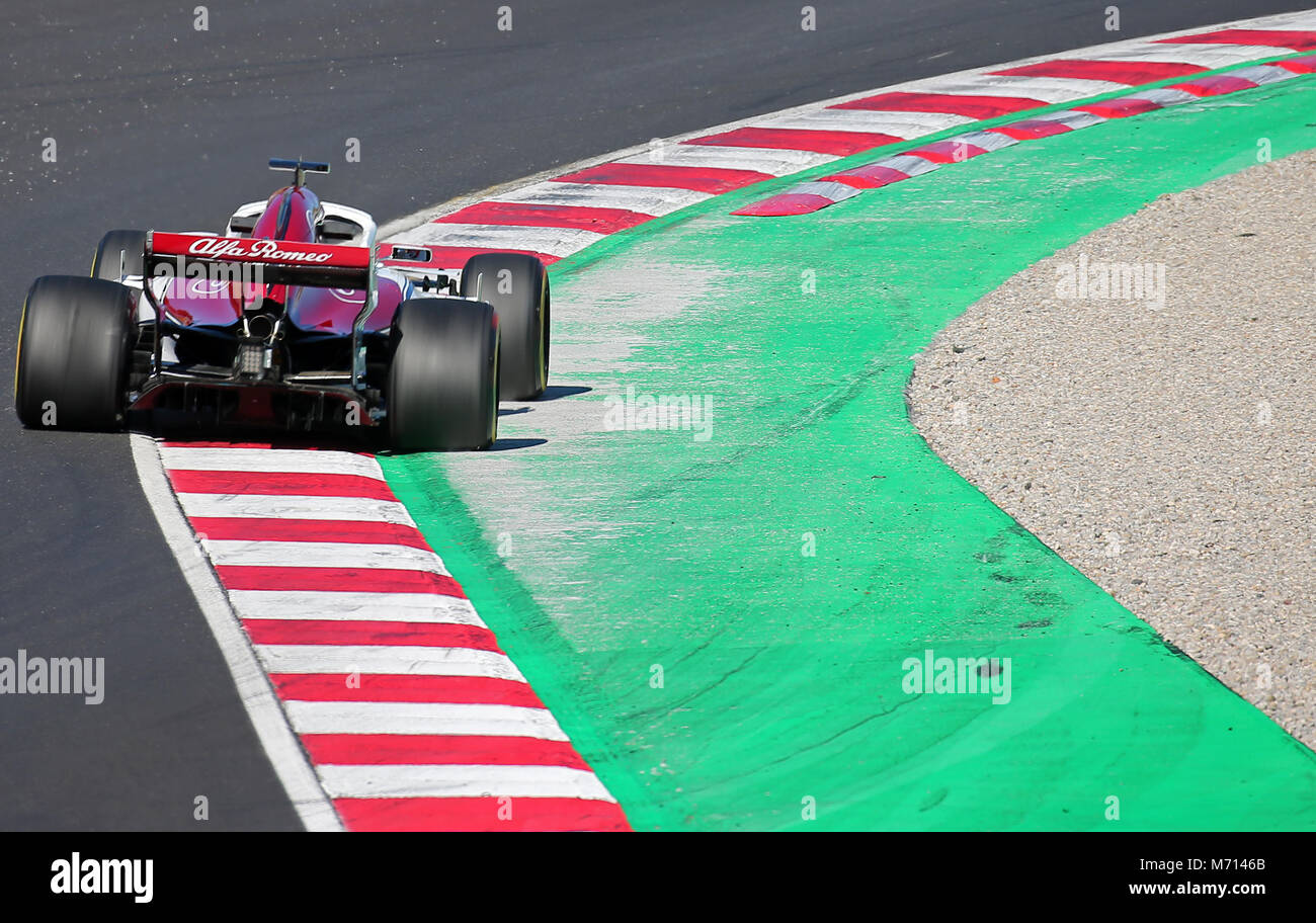 Barcellona, Spagna. 07Th Mar, 2018. Alfa Romeo della Sauber di Charles Leclerc durante il periodo della Formula 1 prove presso il circuito Barcelona-Catalunya, il 07 marzo 2018, a Barcellona, Spagna. Credito: Gtres Información más Comuniación on line, S.L./Alamy Live News Foto Stock Barcellona, Spagna. 07Th Mar, 2018. Alfa Romeo della Sauber di Charles Leclerc durante il periodo della Formula 1 prove presso il circuito Barcelona-Catalunya, il 07 marzo 2018, a Barcellona, Spagna. Credito: Gtres Información más Comuniación on line, S.L./Alamy Live News Foto Stock