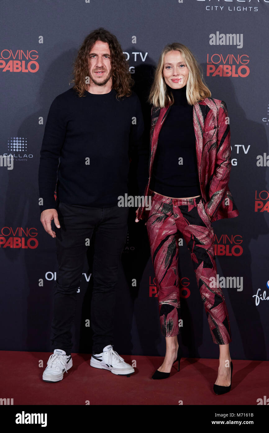 Madrid, Spagna. Il 7 marzo 2018. Carles Puyol y Vanessa Lorenzo durante la premiere del film 'amante Pablo " Madrid 07/03/2018 Credit: Gtres Información más Comuniación on line, S.L./Alamy Live News Foto Stock