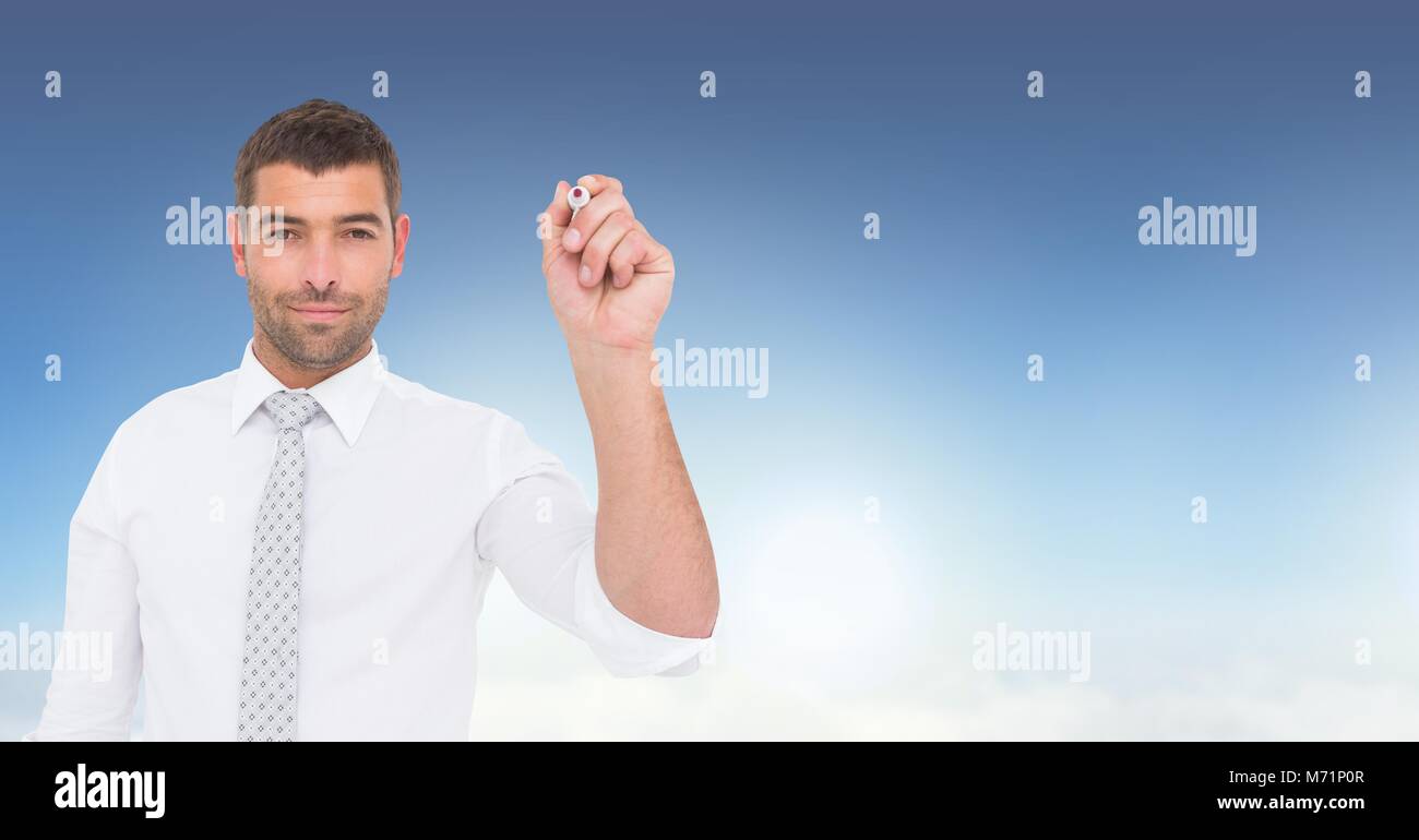 Imprenditore il disegno o la scrittura Foto Stock