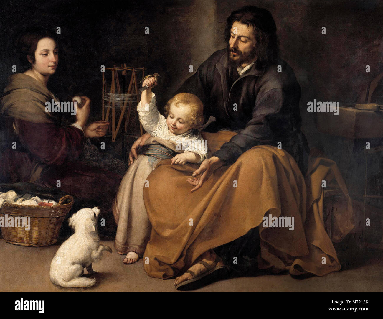 La Santa famiglia con un cane, Bartolomé Esteban Murillo, circa 1650 Foto Stock