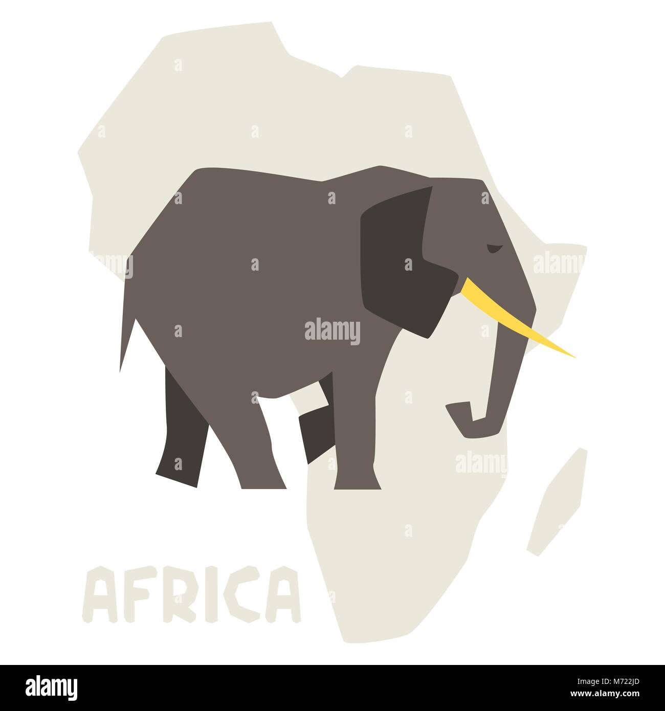 Semplice illustrazione di un elefante in Africa di sfondo mappa Illustrazione Vettoriale