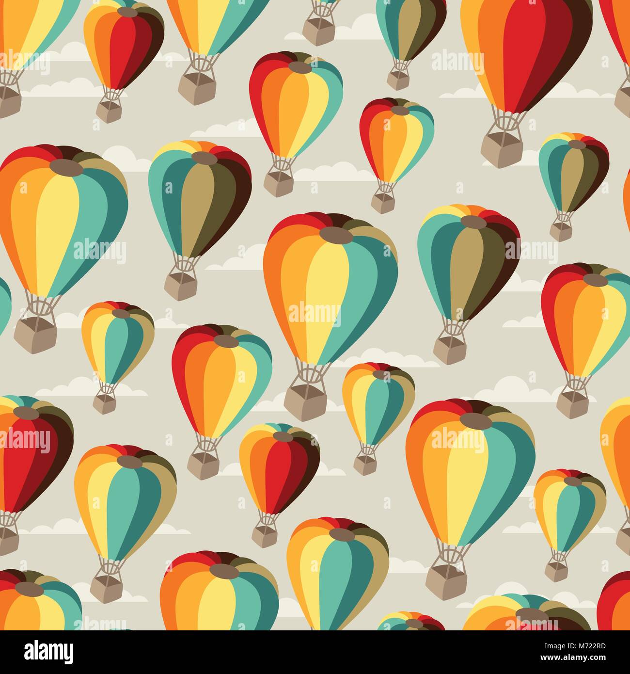 Viaggi senza soluzione di continuità di pattern i palloni ad aria calda Illustrazione Vettoriale