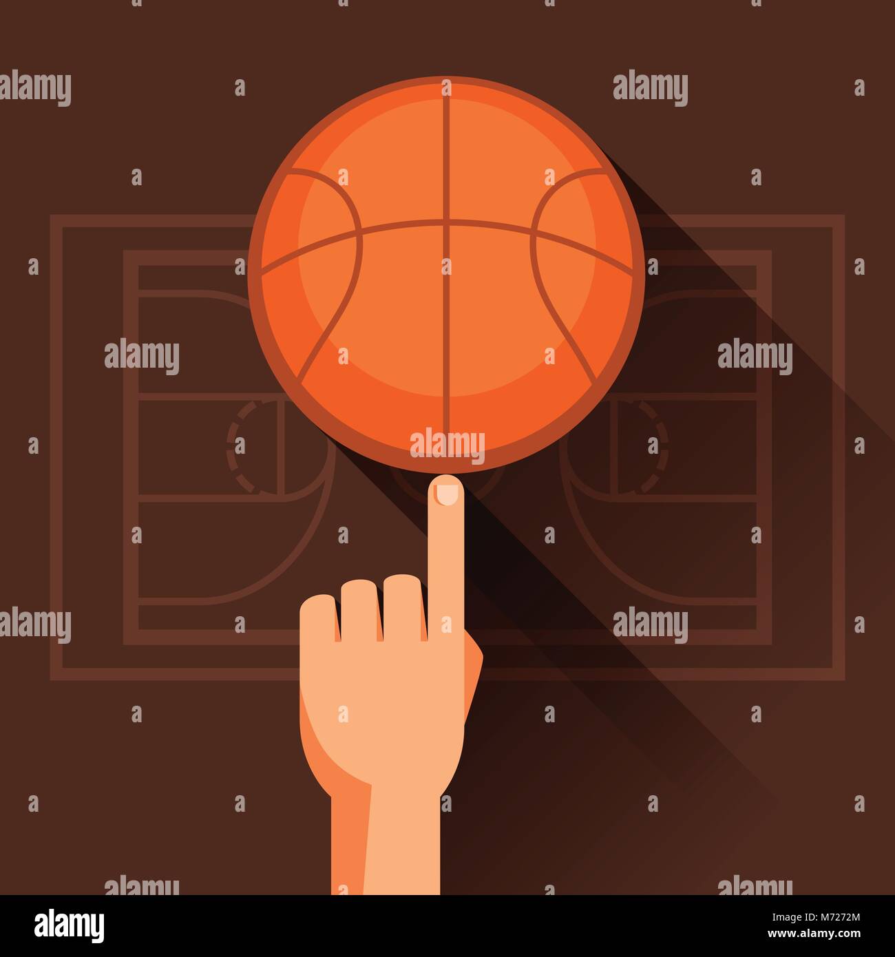 Sport illustrazione della filatura a mano basket ball Illustrazione Vettoriale