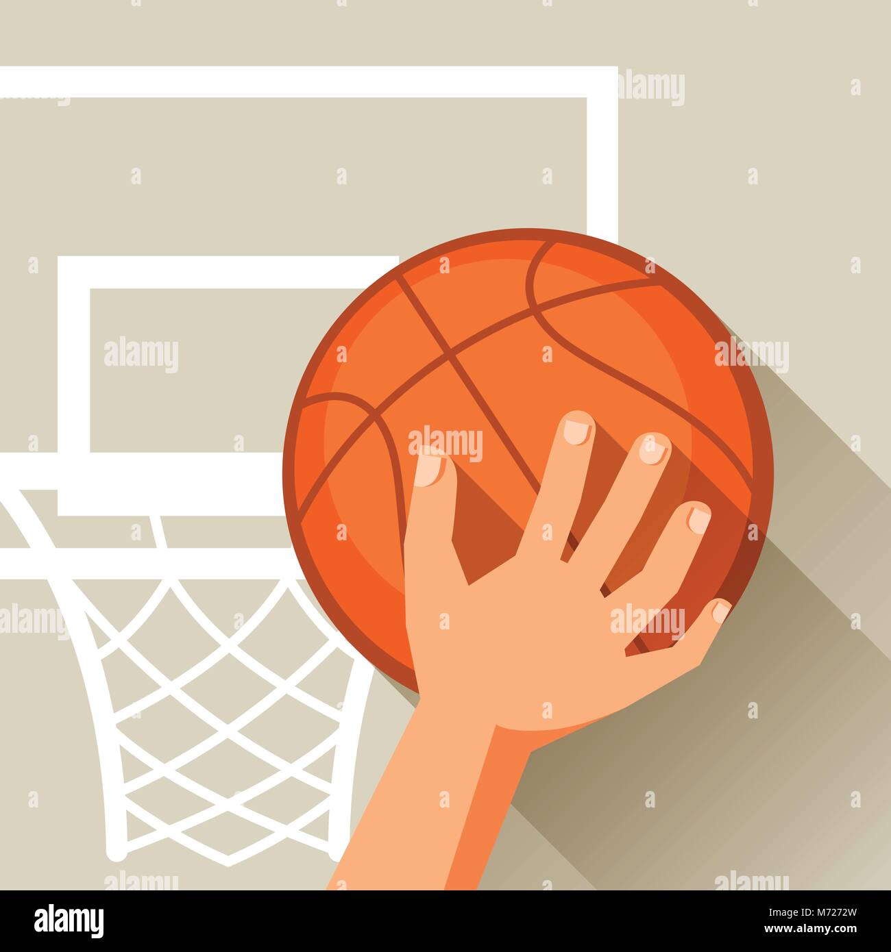 Illustrazione Sportiva Tiro a mano basket ball attraverso hoop Illustrazione Vettoriale
