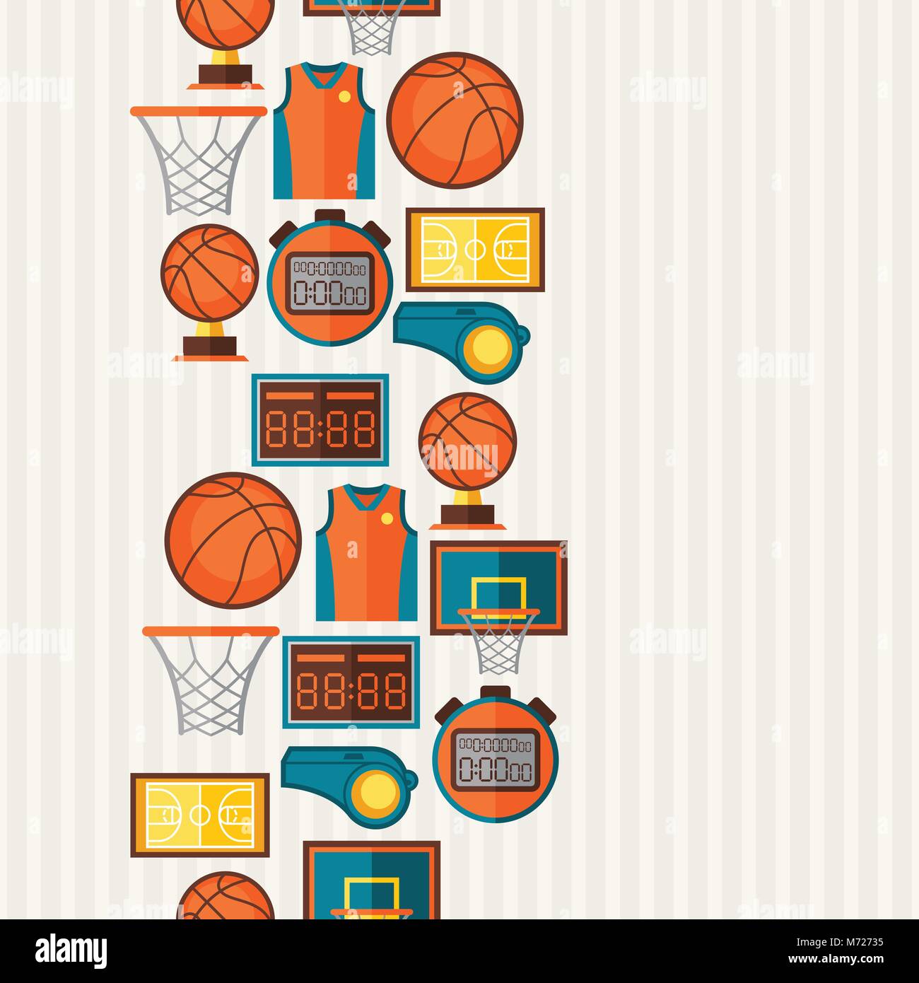 Sport modello senza soluzione di continuità con le icone di basket in stile piatto Illustrazione Vettoriale