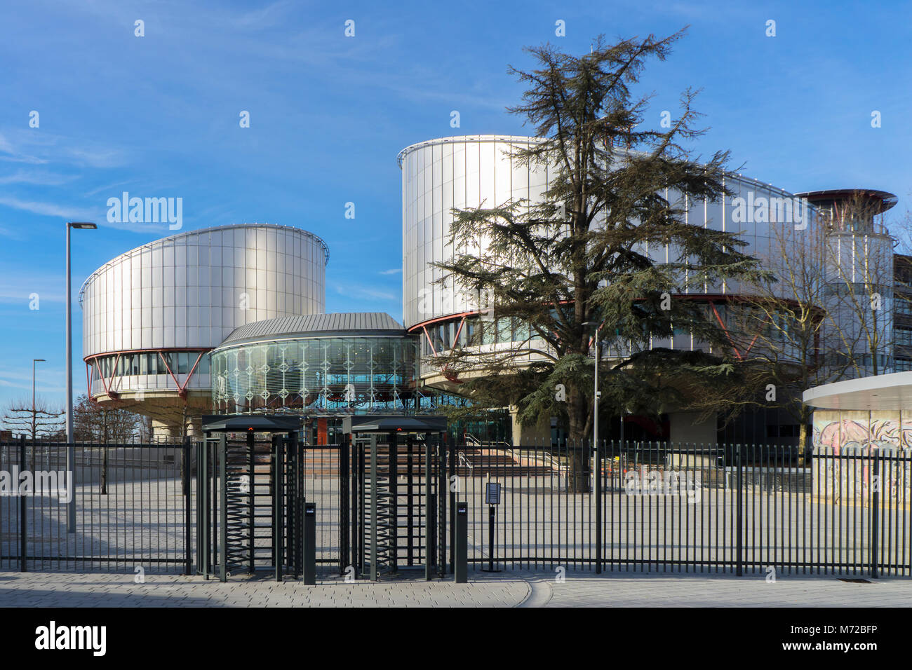 Ingresso della Corte Europea dei Diritti dell'uomo edificio di Strasburgo in Francia. Foto Stock