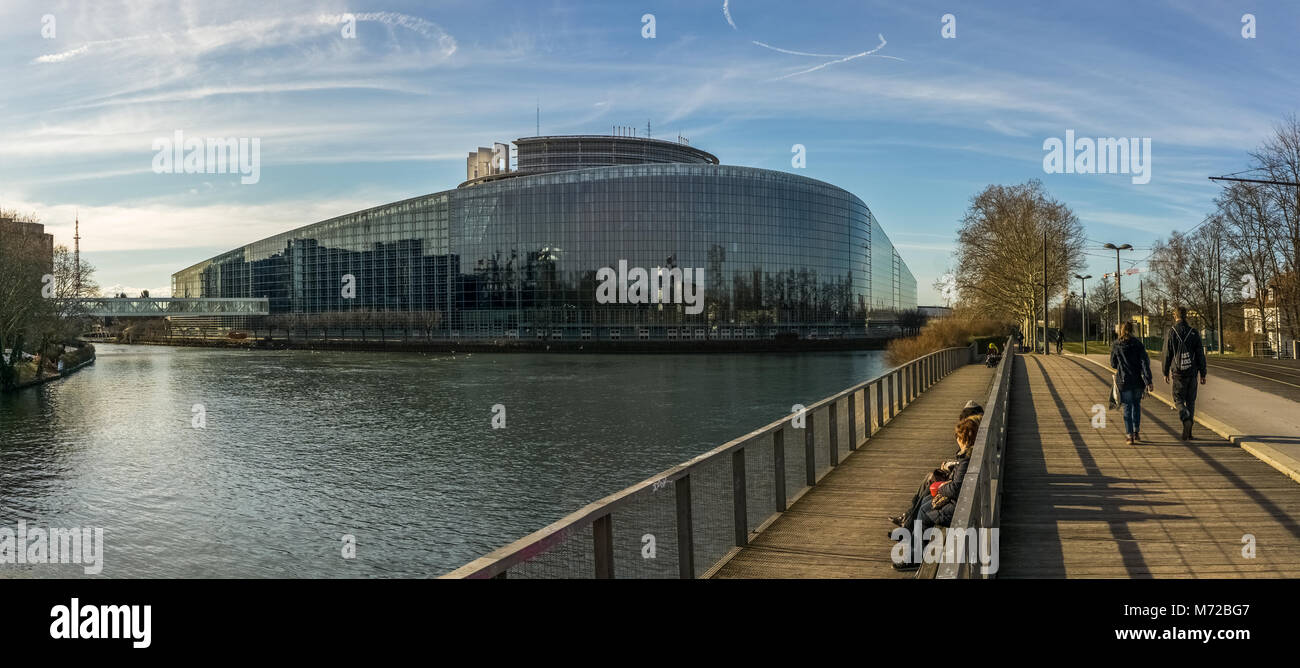 L'edificio Louise Weiss a Strasburgo la sede del Parlamento europeo si trova in Strasboug, Francia Foto Stock