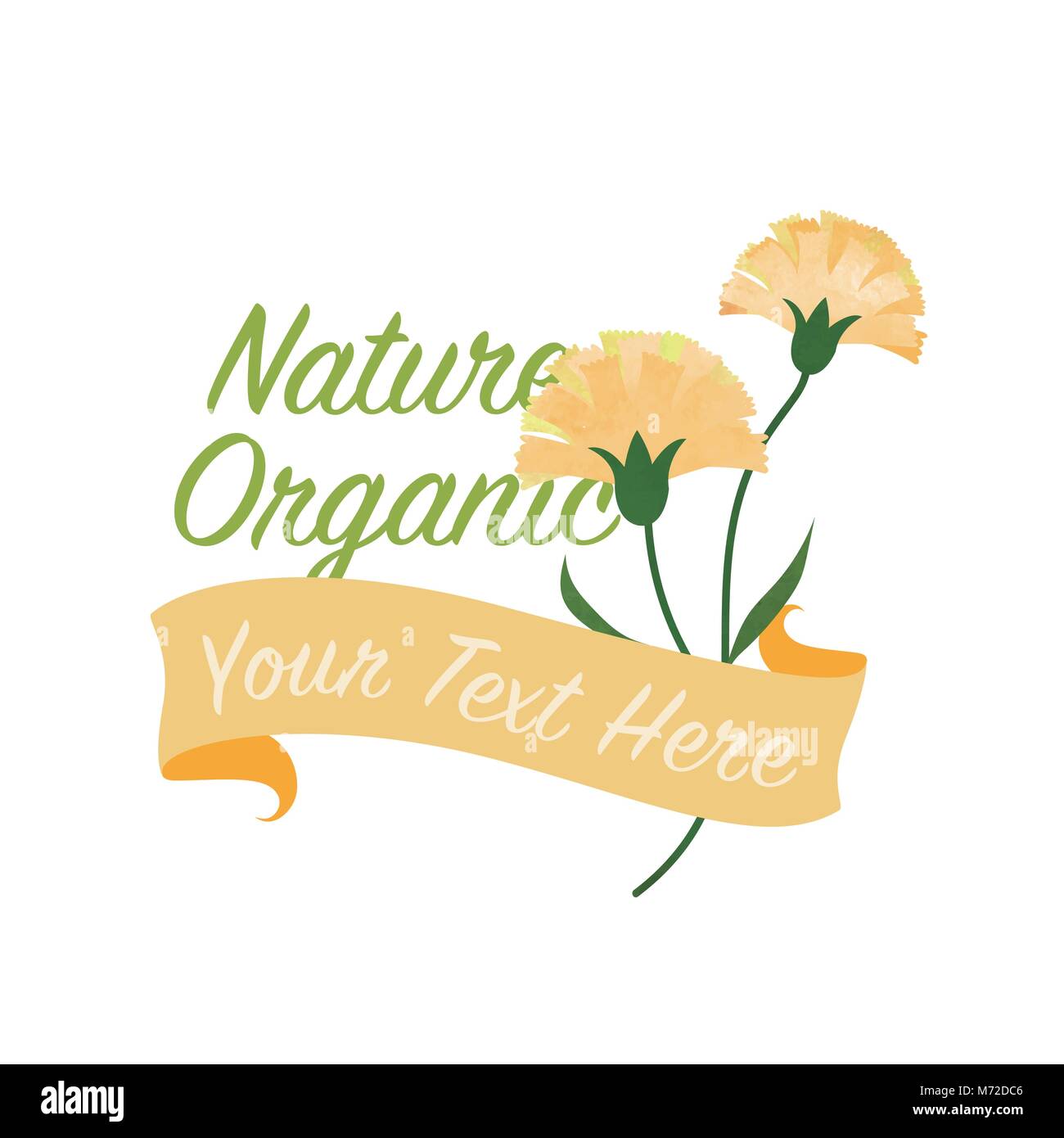 Colorata ad acquerello vettore texture natura giardino botanico fiore giallo banner garofani Illustrazione Vettoriale