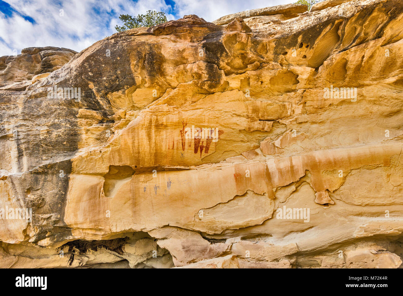 Fremont cultura pittogrammi in carota Man Site in luna Canyon, Dragon area di strada, vicino canyon Pintado e città di Rangely, Colorado, STATI UNITI D'AMERICA Foto Stock