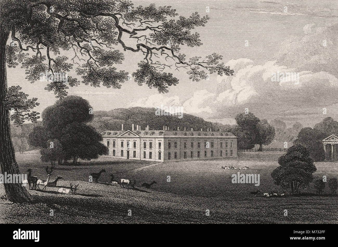 Vista di Althorp, Northamptonshire - J.P. NEALE E J. Le KEUX 1822 Foto Stock