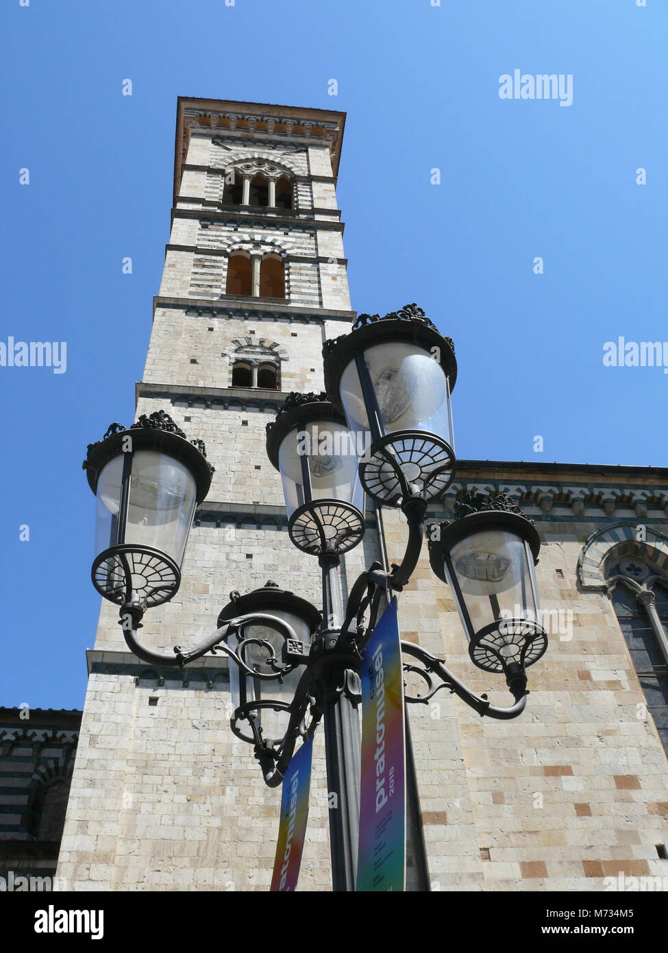 Prato, Italia, Agosto 2, 2015: Torre di Prato la cattedrale di Foto Stock