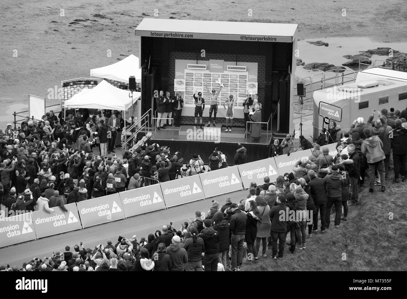 Tour de Yorkshire 2016 GC classificazione: 1° Tmoas Voeckler 2a Nicholas Roche 3rdAnthony Turgis Scarborough Foto Stock