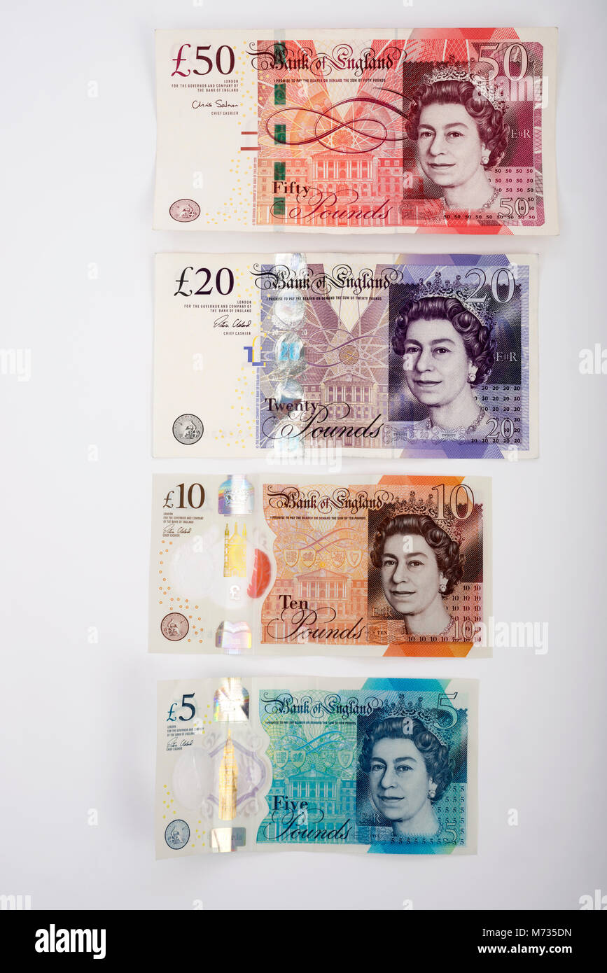 Set di British Banconote Foto Stock