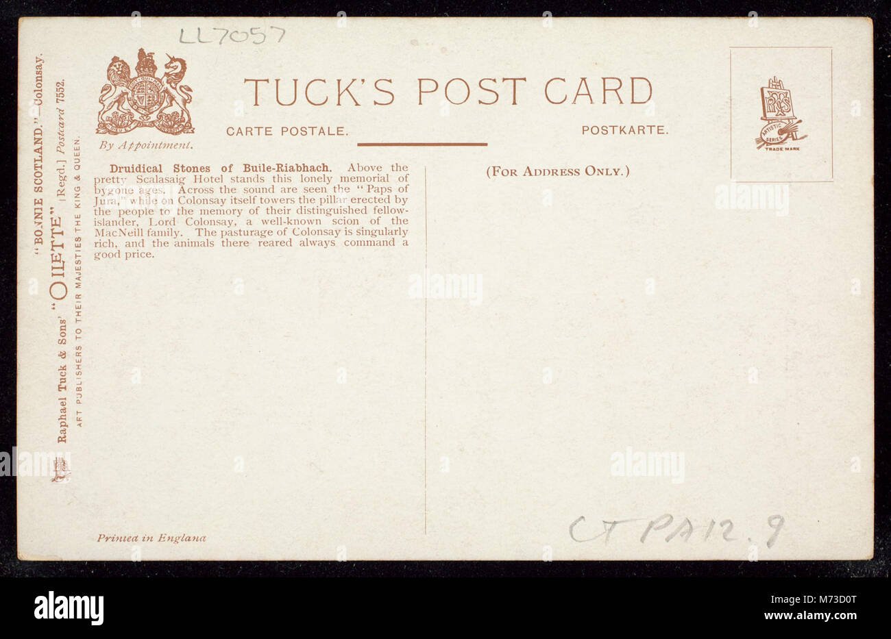 L'immagine raffigura le pietre Druidiche a Buaile-Riabhach, situato a Colonsay, Argyllshire, Scozia. Queste antiche strutture megalitiche sono importanti siti archeologici e storici risalenti al periodo preistorico. Foto Stock