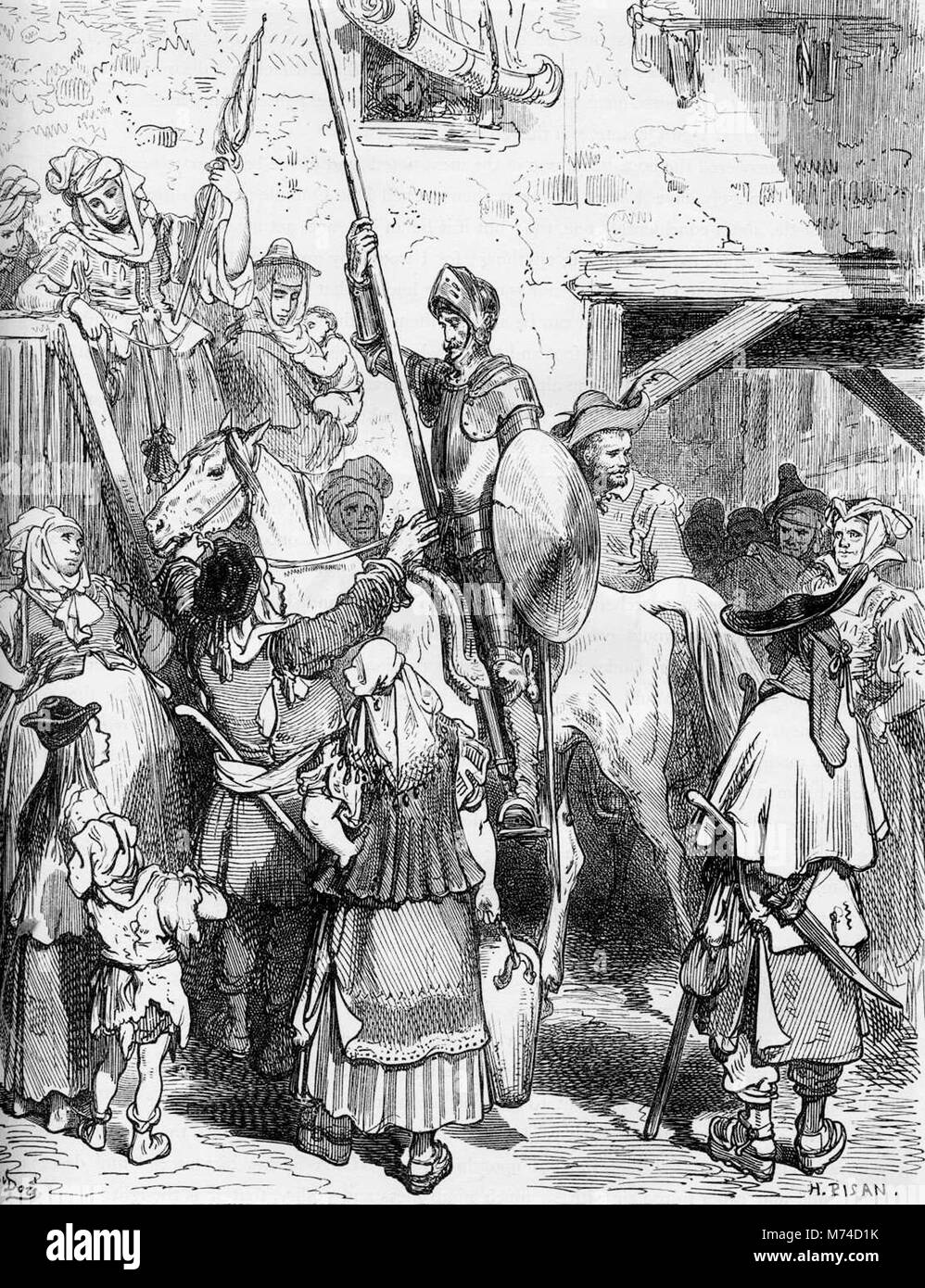 Don Chisciotte, una illustrazione da Gustave Dore da un 1880 edizione del Don Quijote di Cervantes. Foto Stock