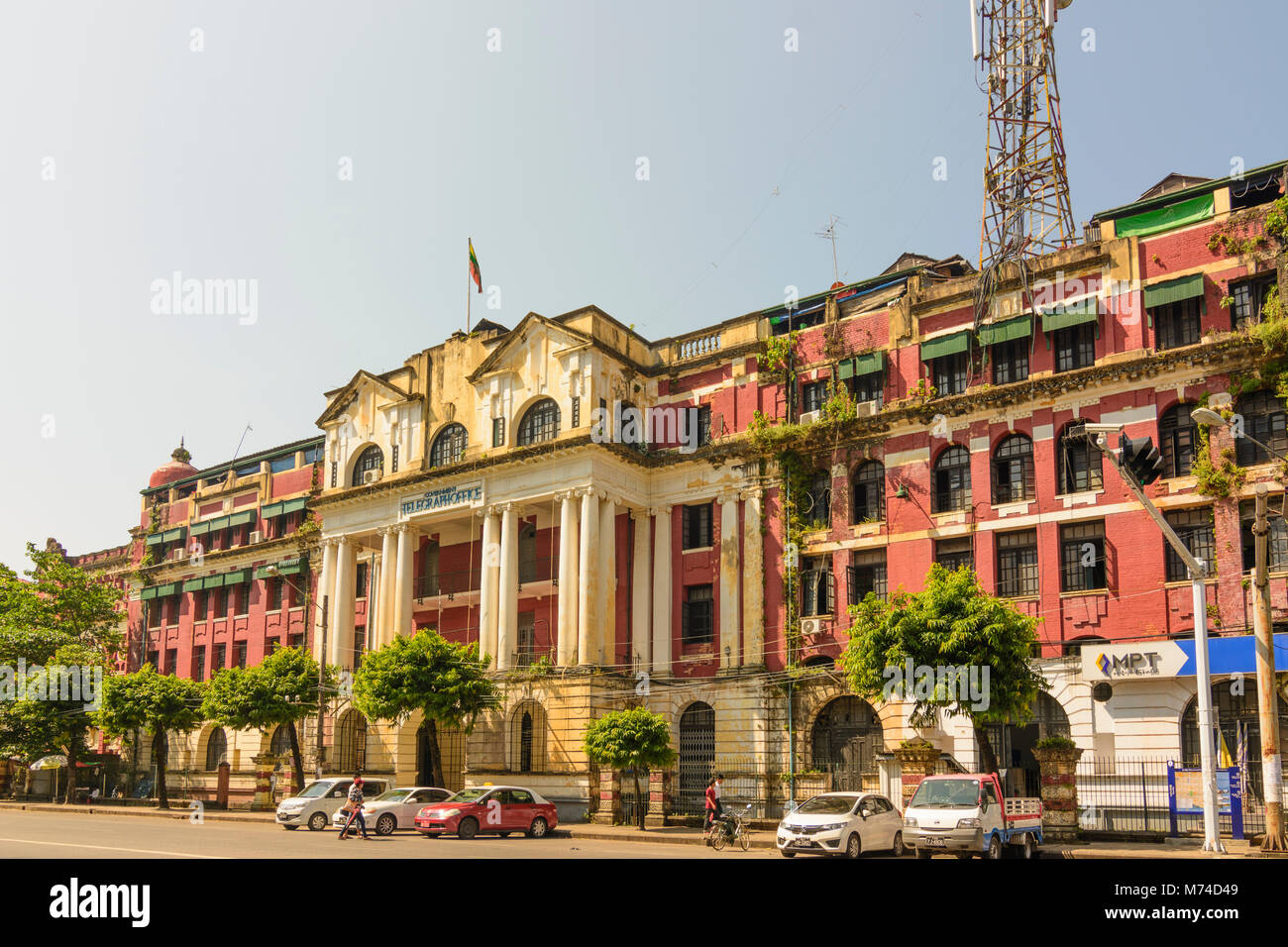 Yangon (Rangoon): Centrale Telegrafo, quartiere coloniale, Regione di Yangon, Myanmar (Birmania) Foto Stock