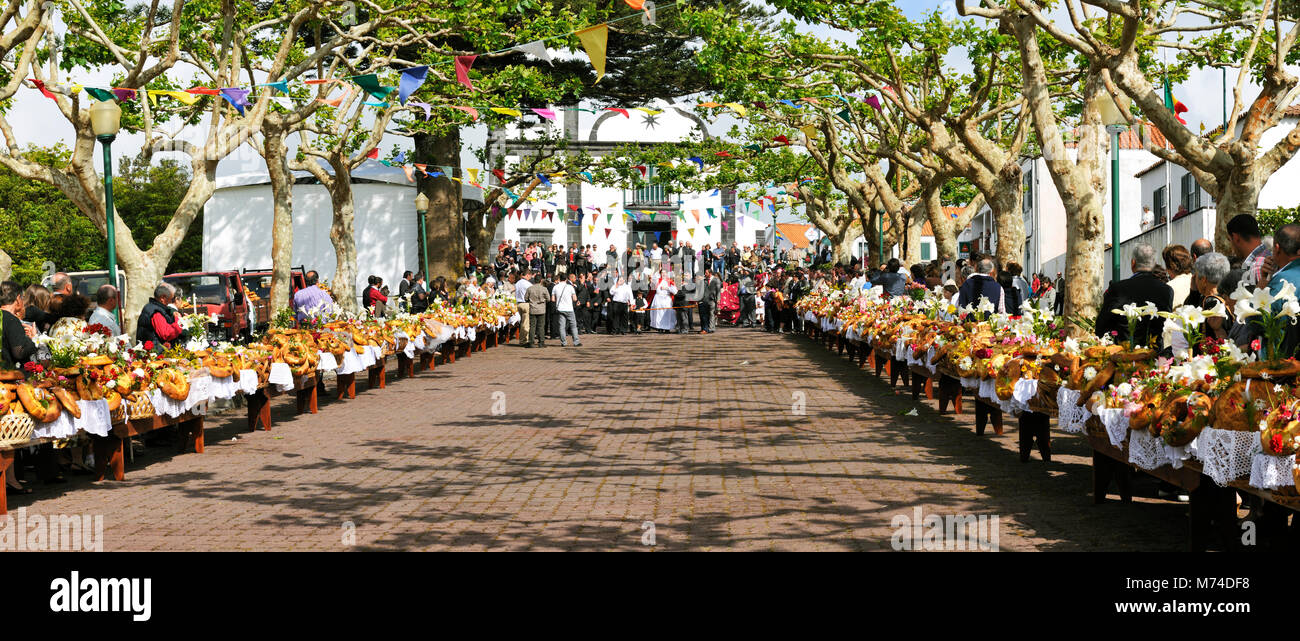 Lo Spirito Santo (Espírito Santo) festeggiamenti a Criação Velha. Pico, isole Azzorre, Portogallo Foto Stock