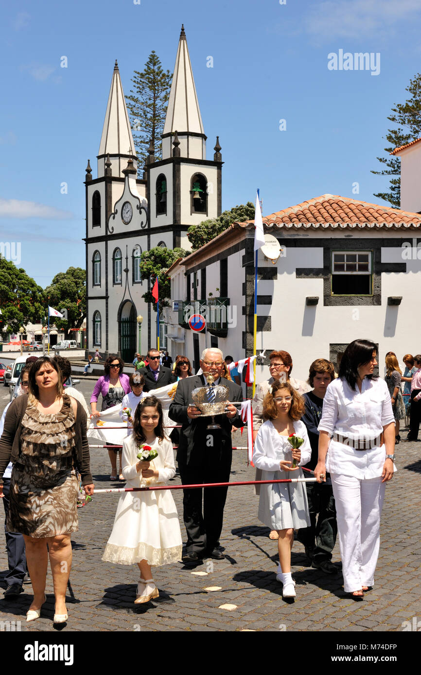 Lo Spirito Santo (Espírito Santo) festeggiamenti a Madalena. Pico, isole Azzorre, Portogallo Foto Stock