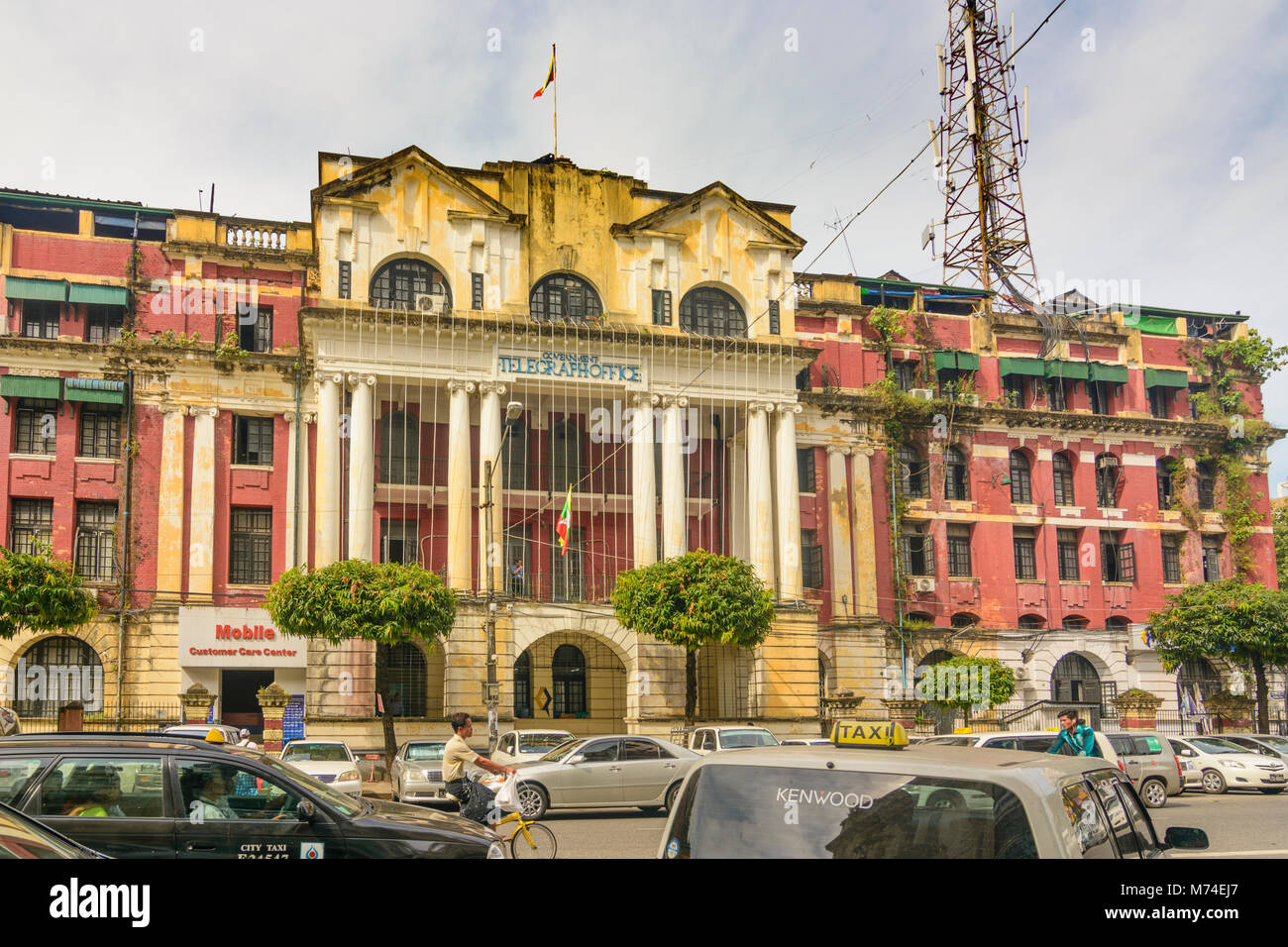 Yangon (Rangoon): Centrale Telegrafo, quartiere coloniale, Regione di Yangon, Myanmar (Birmania) Foto Stock