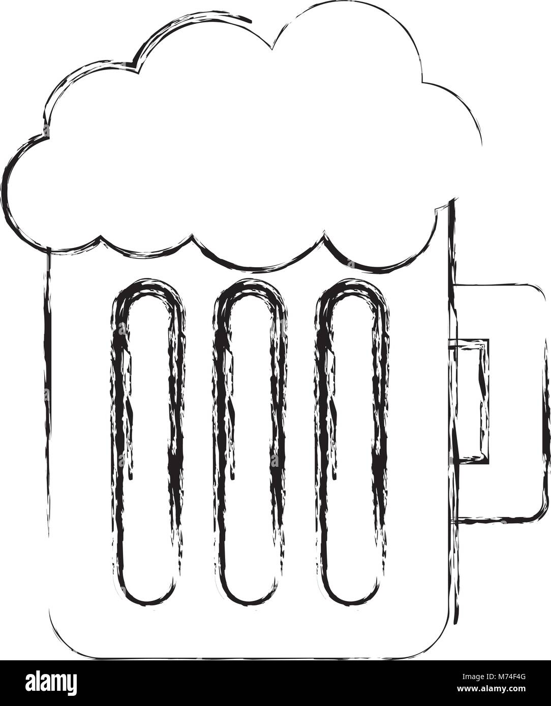 Boccale per birra in vetro schiumoso a bere alcol Illustrazione Vettoriale