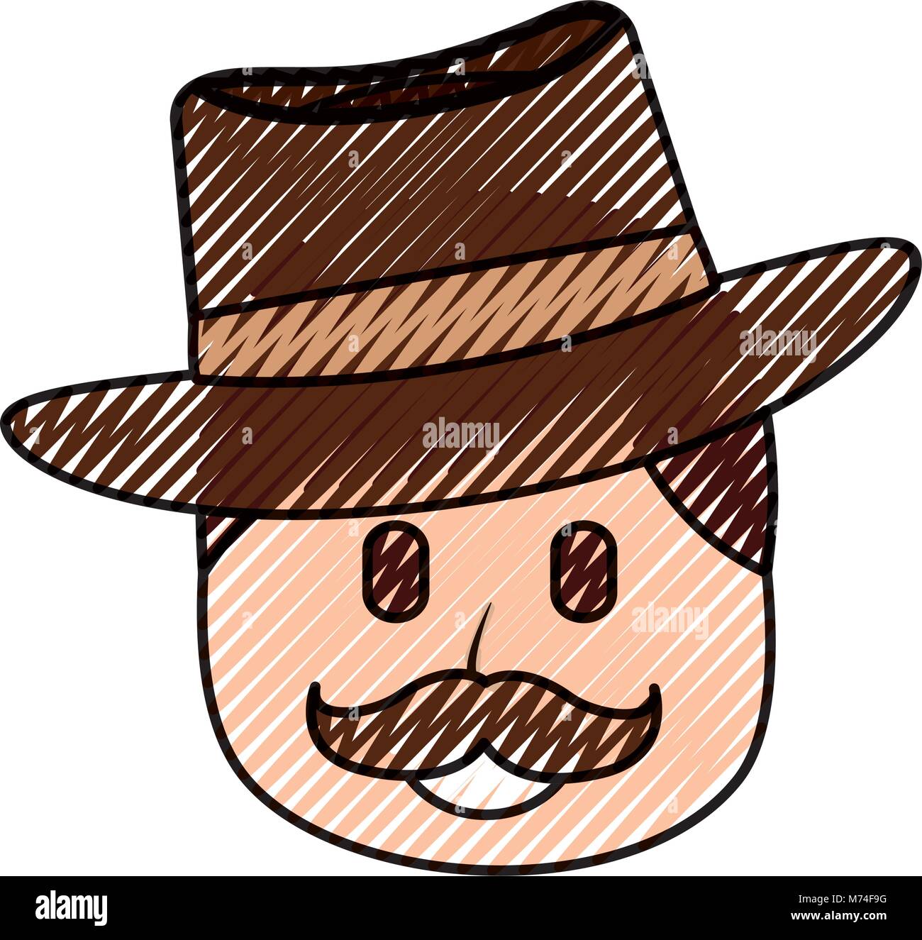 Uomo di carattere faccia i baffi e il cappello di ridere expression  Immagine e Vettoriale - Alamy
