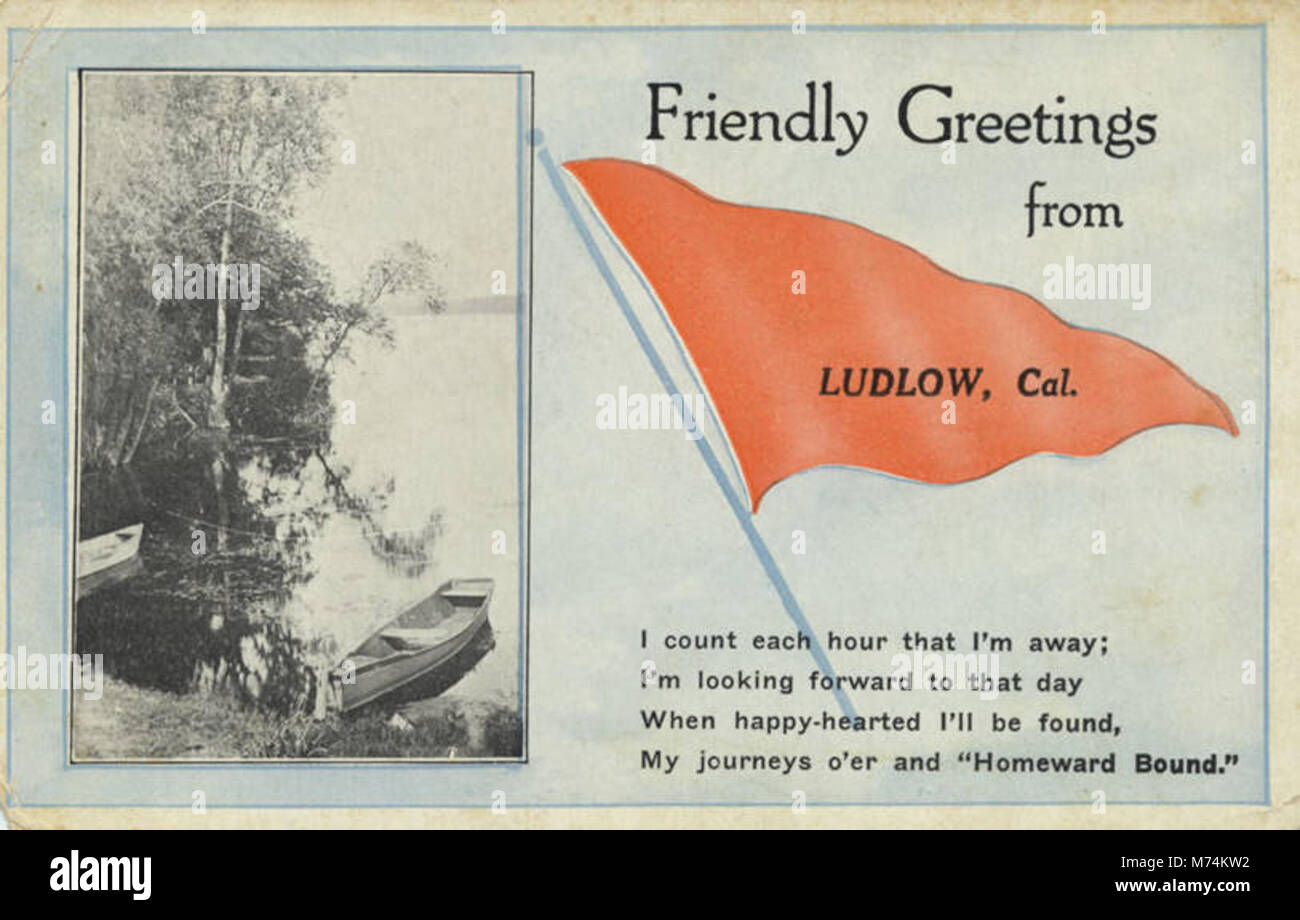 Un pennant paesaggistico con un messaggio di saluto amichevole, progettato con opere d'arte vintage e immagini calde e accoglienti. Foto Stock