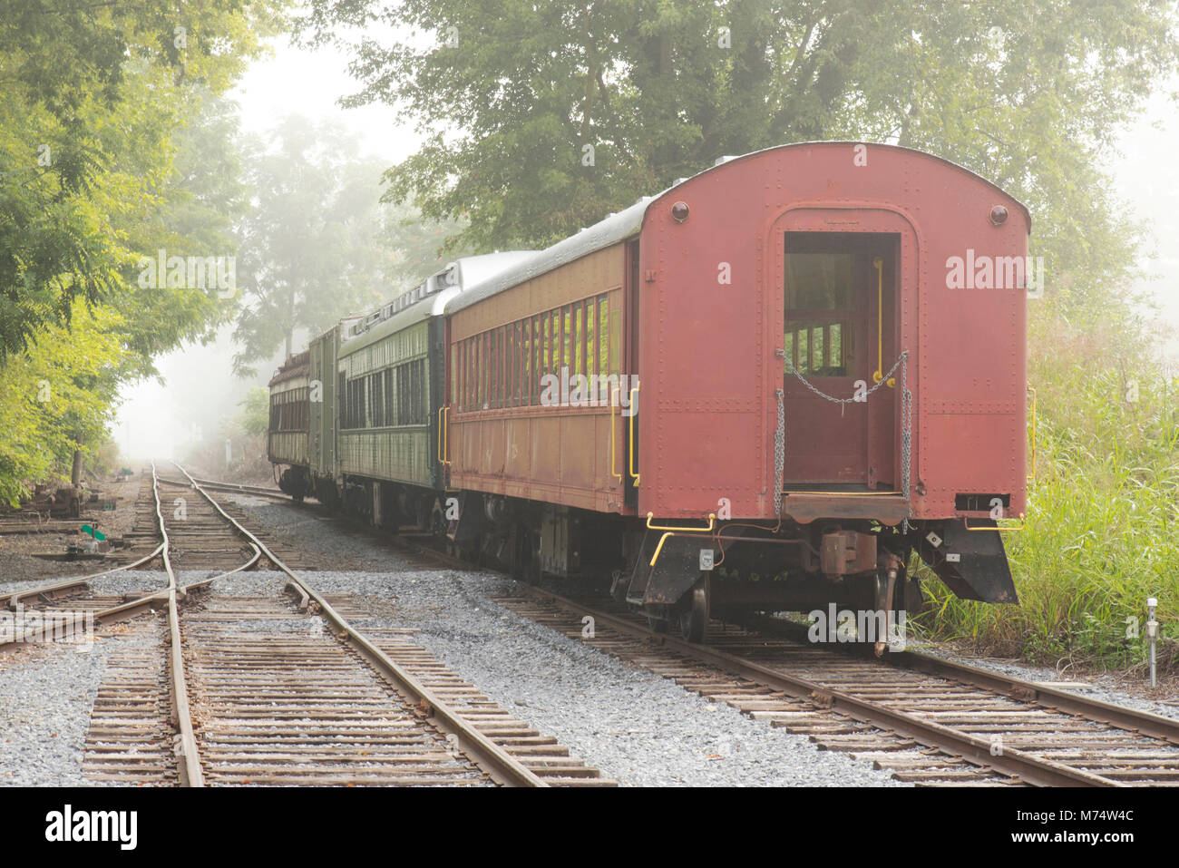 Walkersville rampa meridionale le autovetture sulle vie è un treno che si rivolge al turista per eventi speciali e week-end viaggi ferroviari. Foto Stock