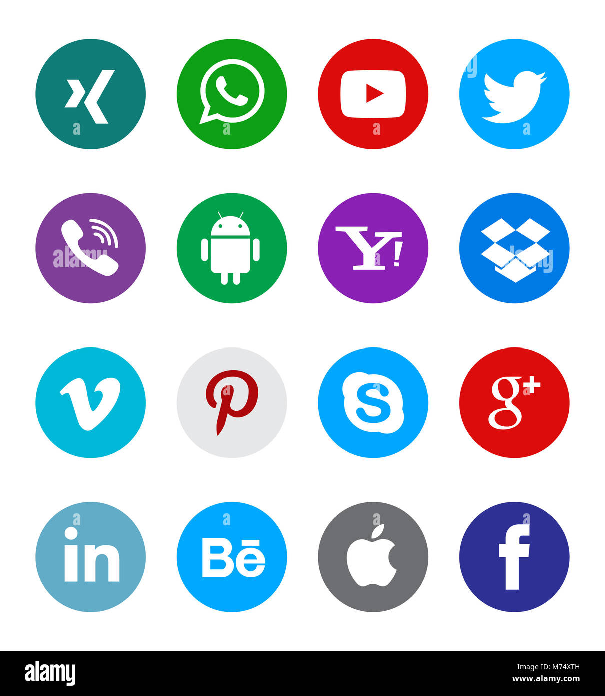 Social media icona raccolta con diversi tipi di pulsante web icon set Foto Stock