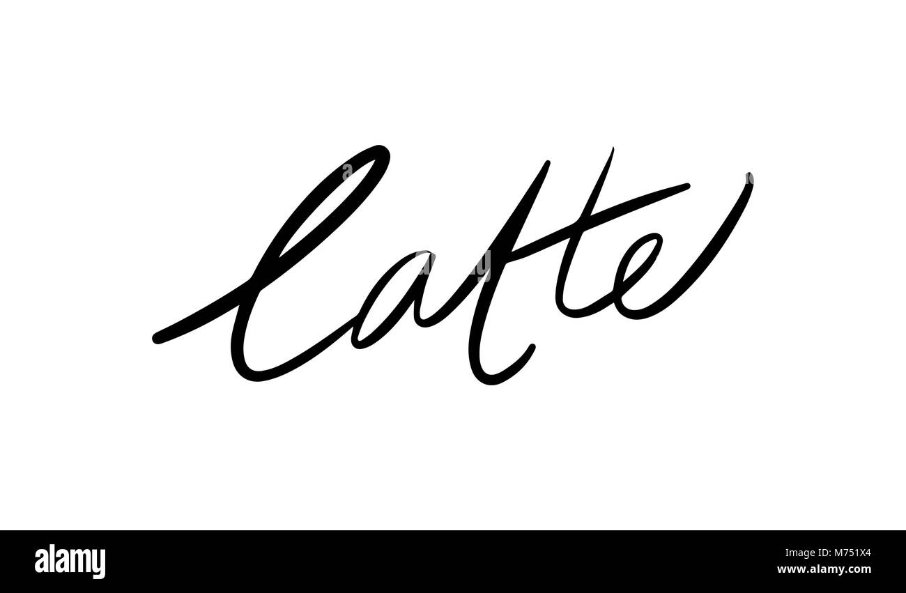 Latte di scritte. Illustrazione Vettoriale di caratteri scritti a mano. Gli elementi del vettore per un coffee shop, mercato, design cafe, il ristorante menu e ricette. Illustrazione Vettoriale