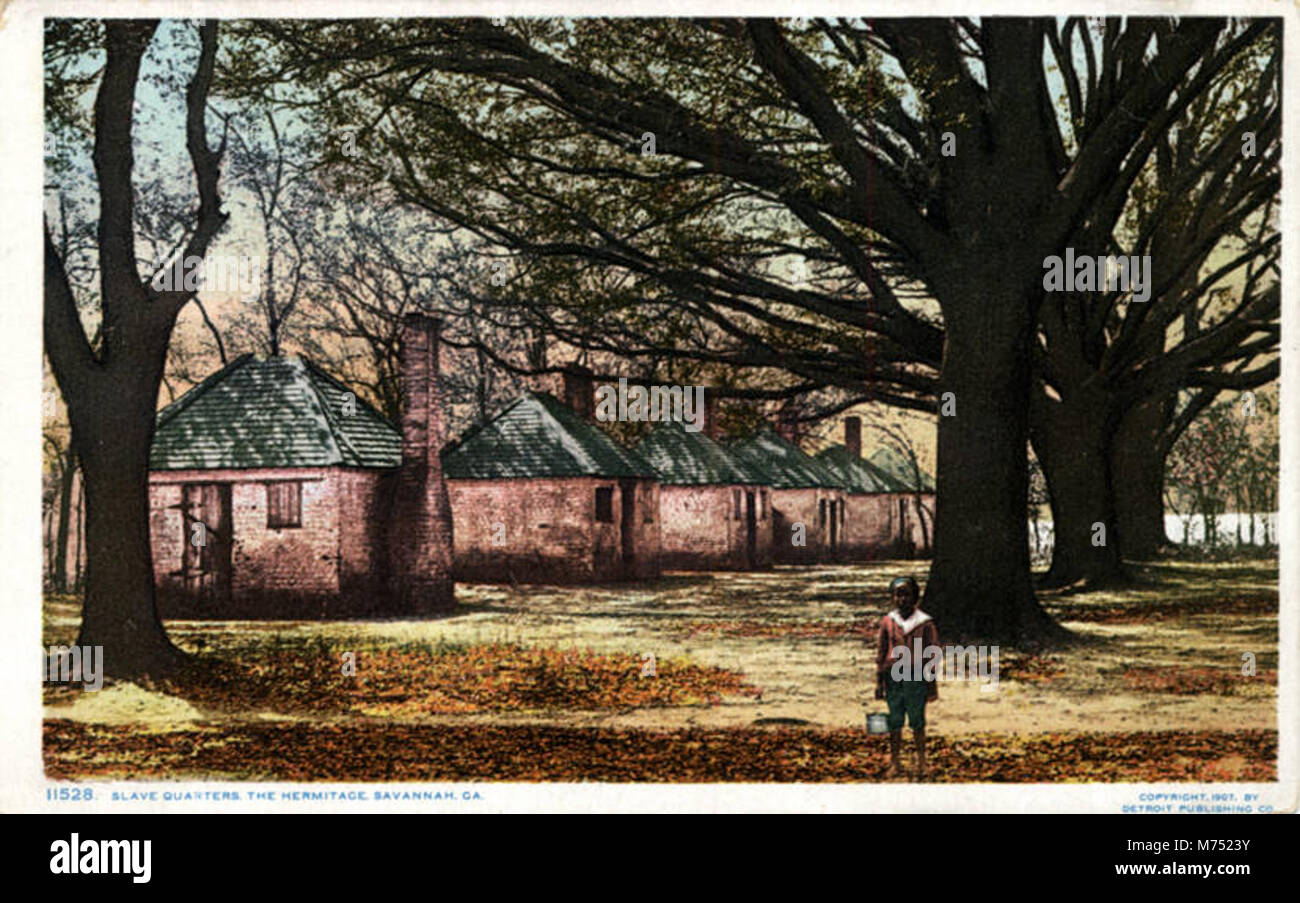 Una fotografia storica degli alloggi degli schiavi all'Hermitage, la casa del presidente Andrew Jackson. L'immagine fornisce informazioni sulla vita degli individui schiavizzati nella piantagione. Foto Stock