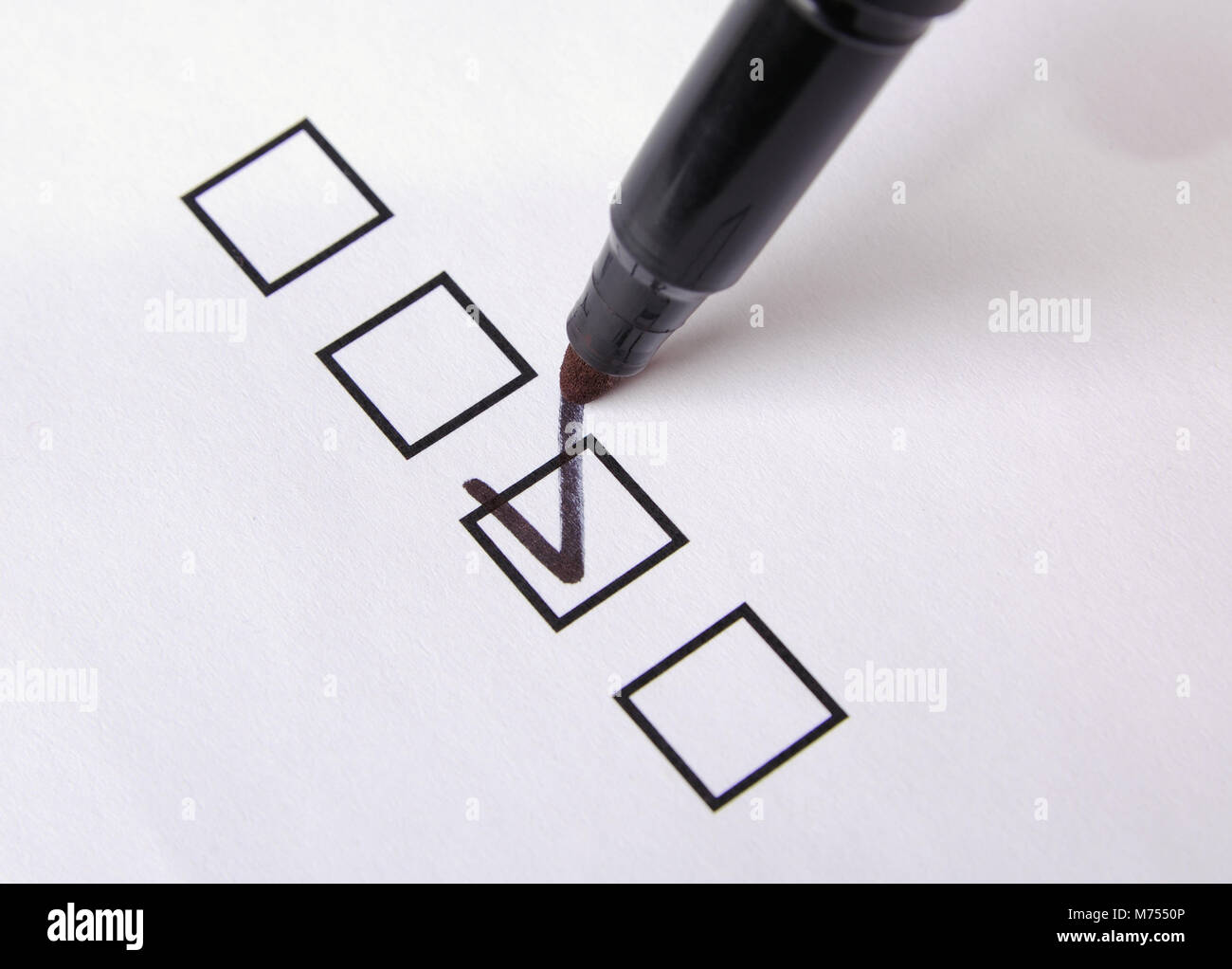 Casella di controllo con casella selezionata, close-up Foto Stock