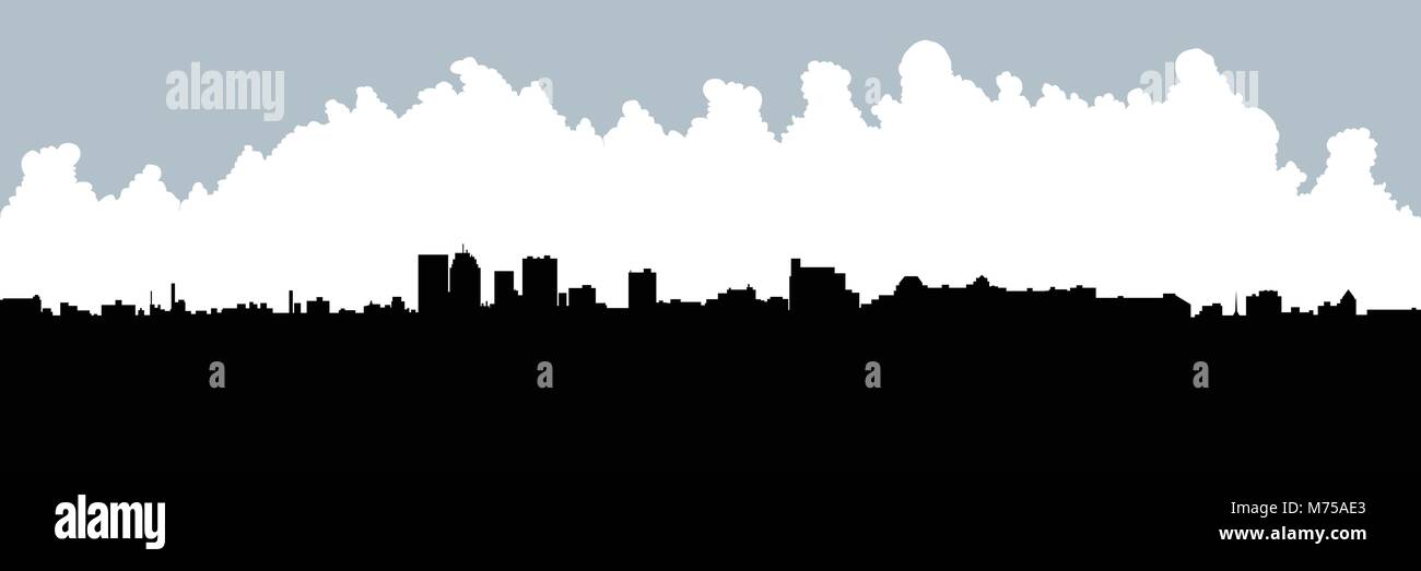 Silhouette skyline della città di Winnipeg, Manitoba, Canada. Illustrazione Vettoriale