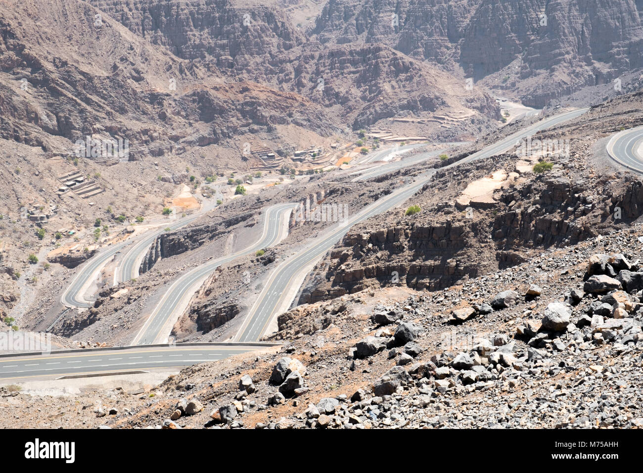 Strada di Jebel Jais, Ras al Khaimah - Emirati arabi uniti Foto Stock