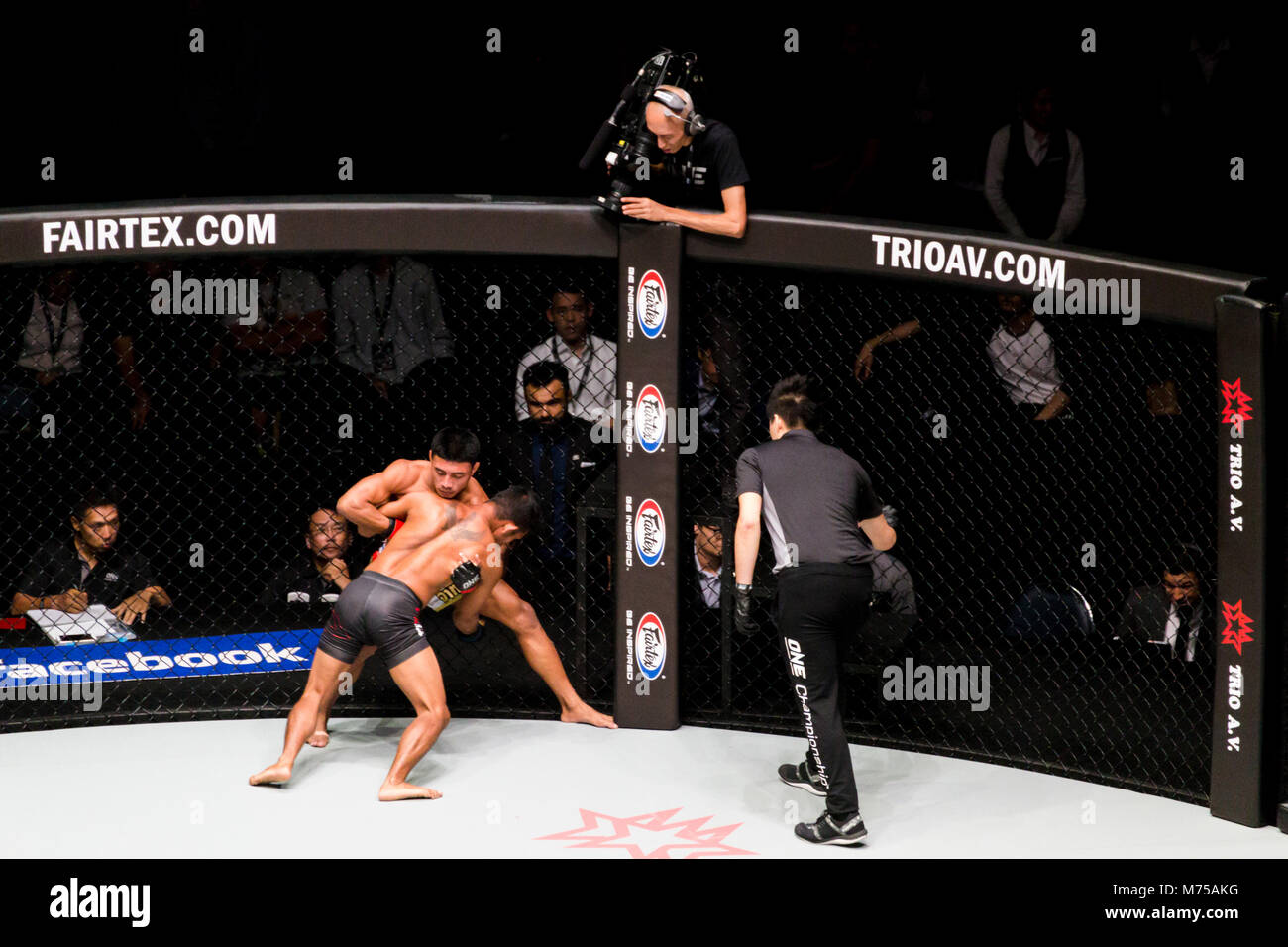 Bangkok, Tailandia. - 17 Gennaio 2018 : unidentified pugili stanno combattendo in gabbia ring sport estremo di mixed martial arts (MMA) corrispondono ad un campionato Foto Stock