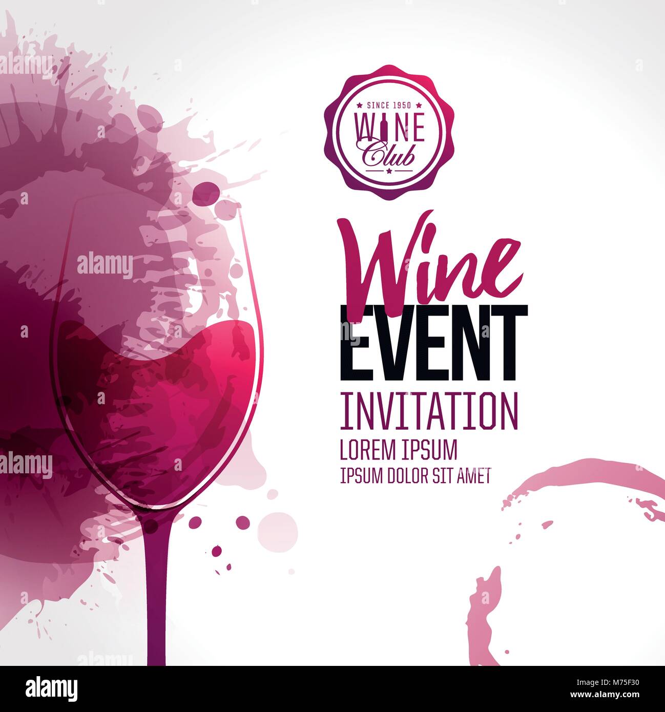 Modello per promozioni o presentazioni di vino eventi. texture di ... Macchie di vino