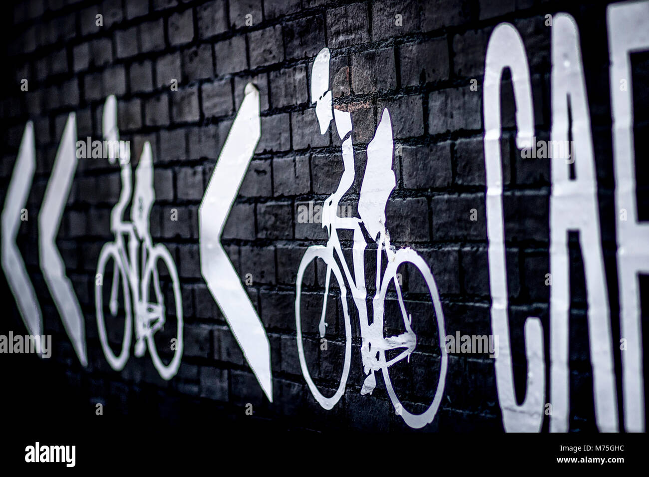 Il mozzo del ciclo in Newcastle - una caffetteria bar con un tema di ciclismo Foto Stock