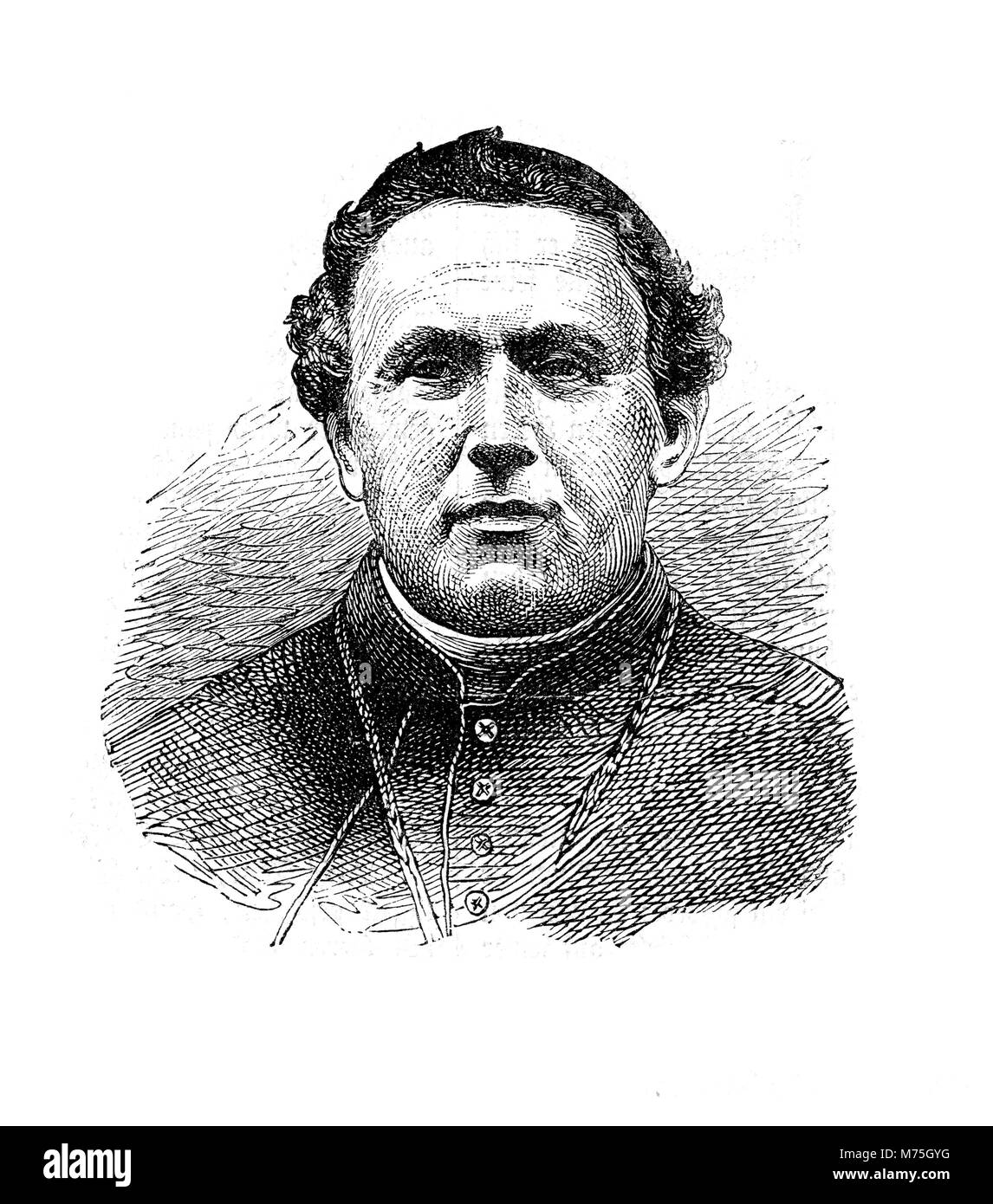 Vintage incisi ritratto di Johann Bernhard Brinkmann, vescovo di Muenster, XIX secolo Foto Stock