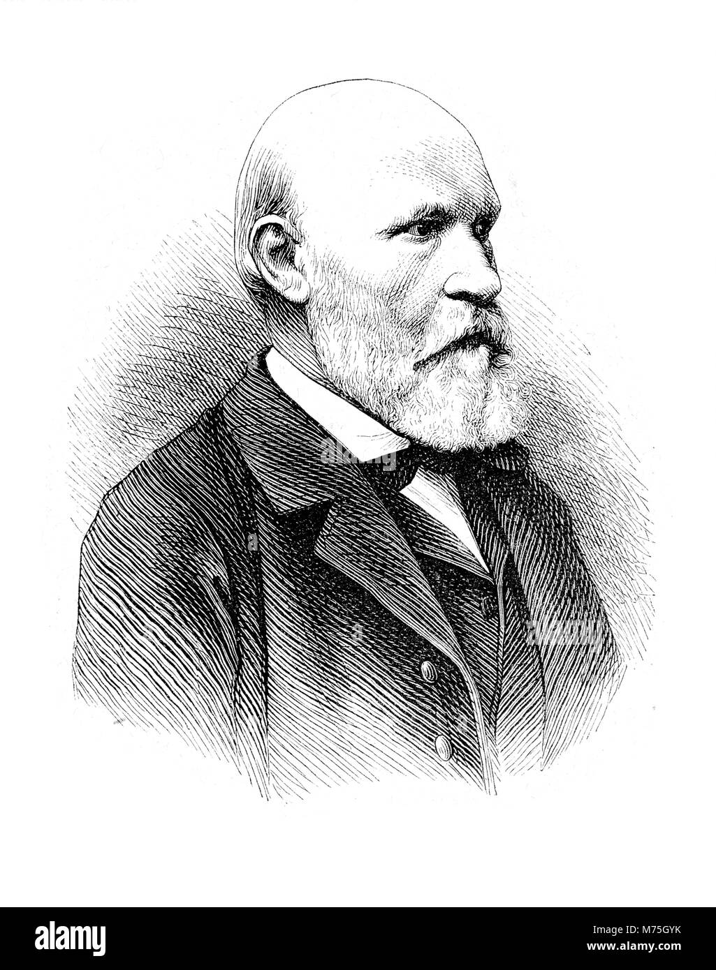 Vintage incisi ritratto di Friedrich Baudri (1808-1874), pittore tedesco e membro del Reichstag Foto Stock