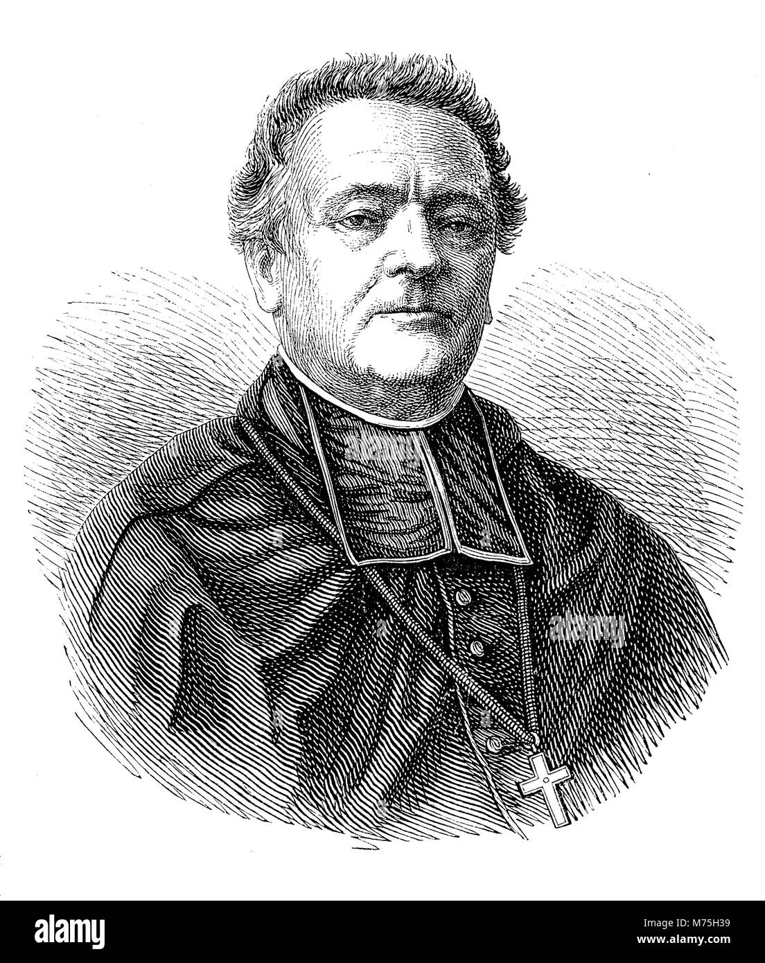 Vintage ritratto inciso di PeterJoseph Blum bishof del Limburgo, XIX secolo Foto Stock