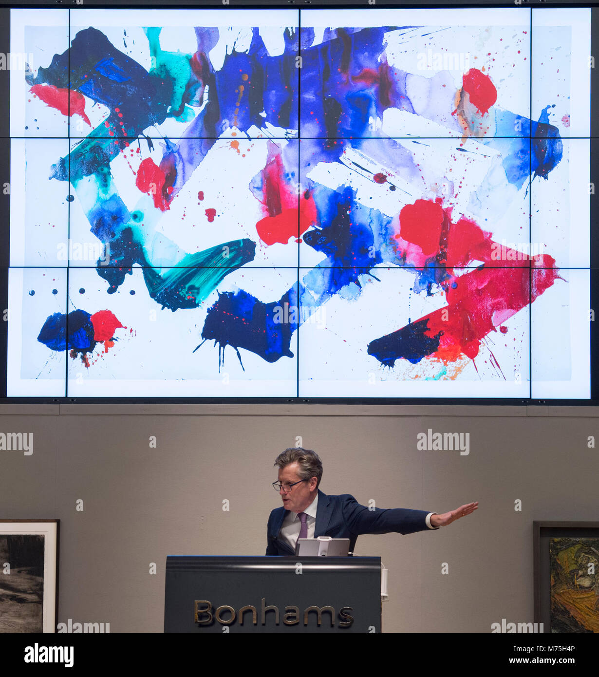 Bonhams, New Bond Street, Londra, Regno Unito. Il 7 marzo 2018. Sam Francis: Untitled, vendita nel dopo Guerra & vendita arte contemporanea. Foto Stock