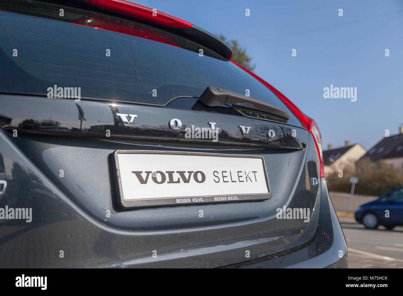 NUERNBERG / Germania - 4 Marzo 2018: Volvo logo su una Volvo car a Volvo Car dealer in Germania. Foto Stock